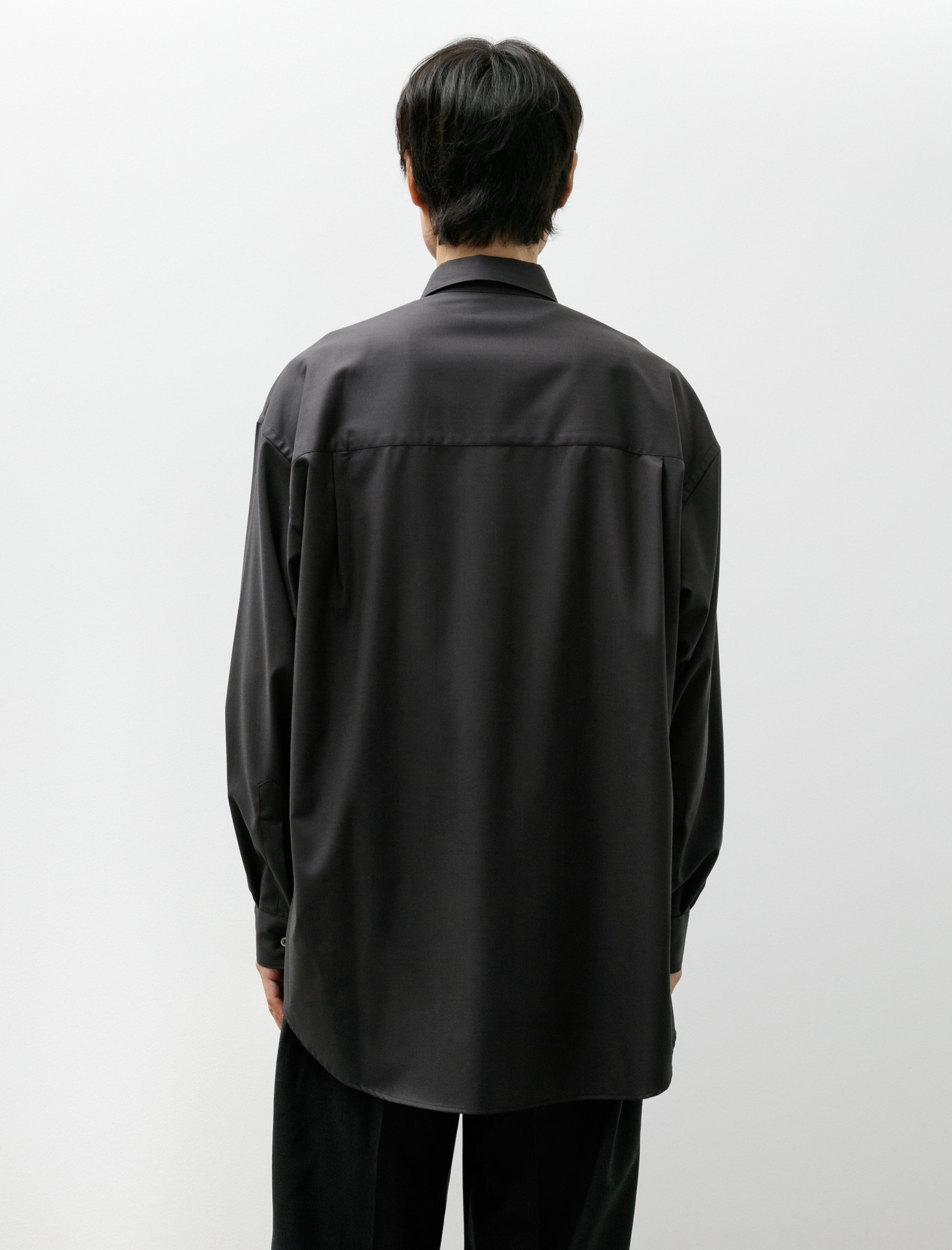 Graphpaper Extra Fine Wool Oversized Regular Collar Shirt Charcoal