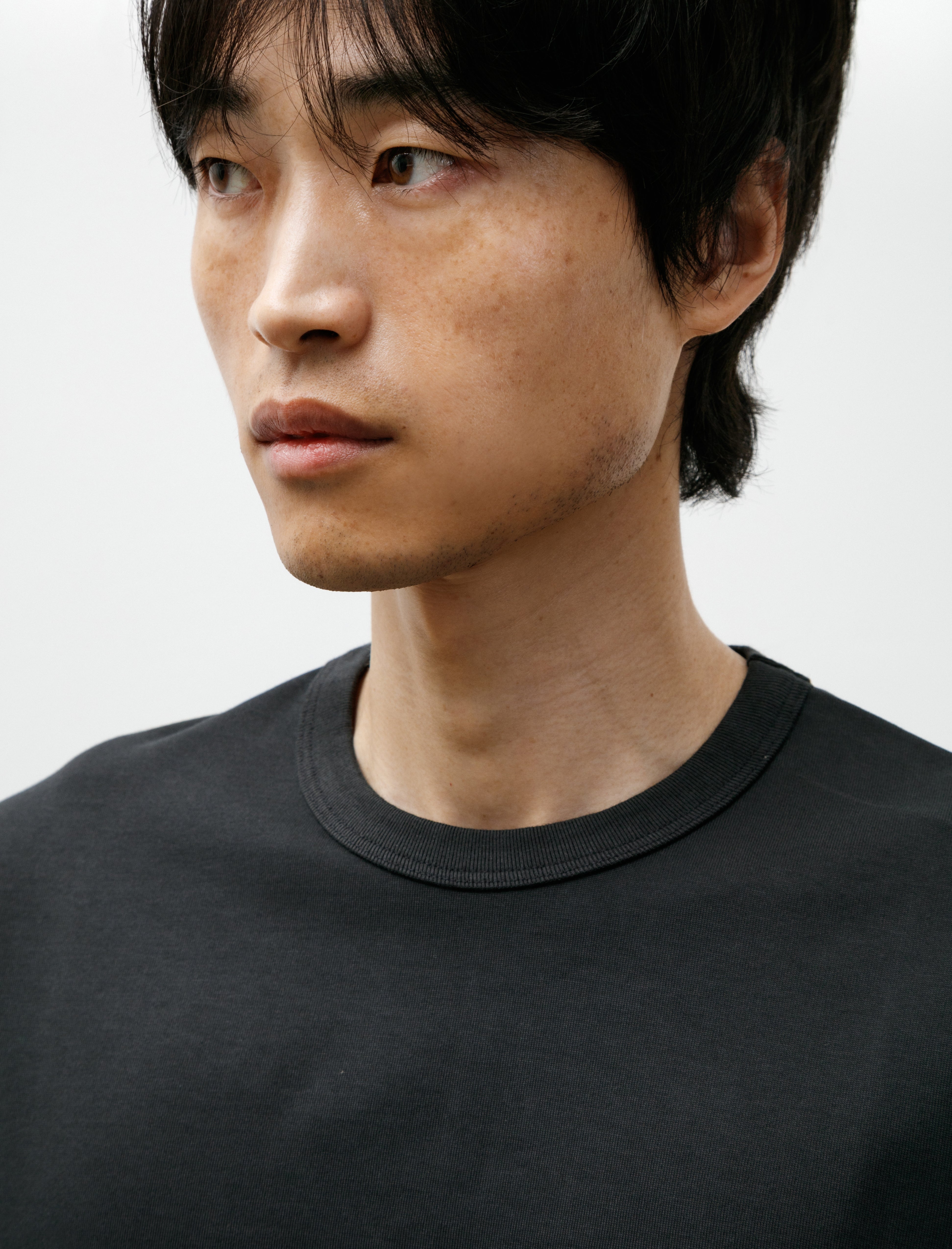 Graphpaper Tri Spun Cotton Crew Neck Binder L/S Tee Charcoal