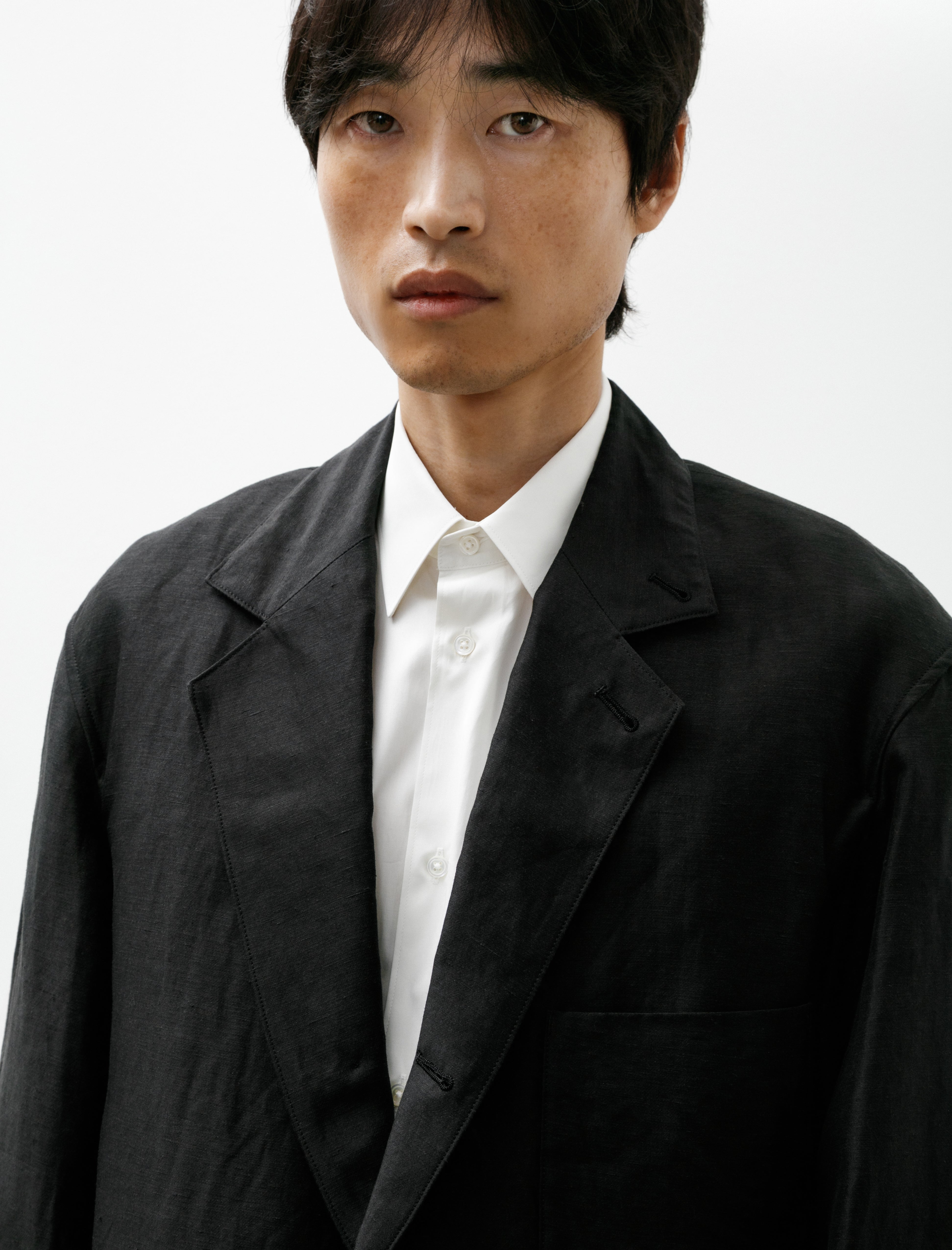 Graphpaper Linen Cupro Back Satin Work Jacket Black