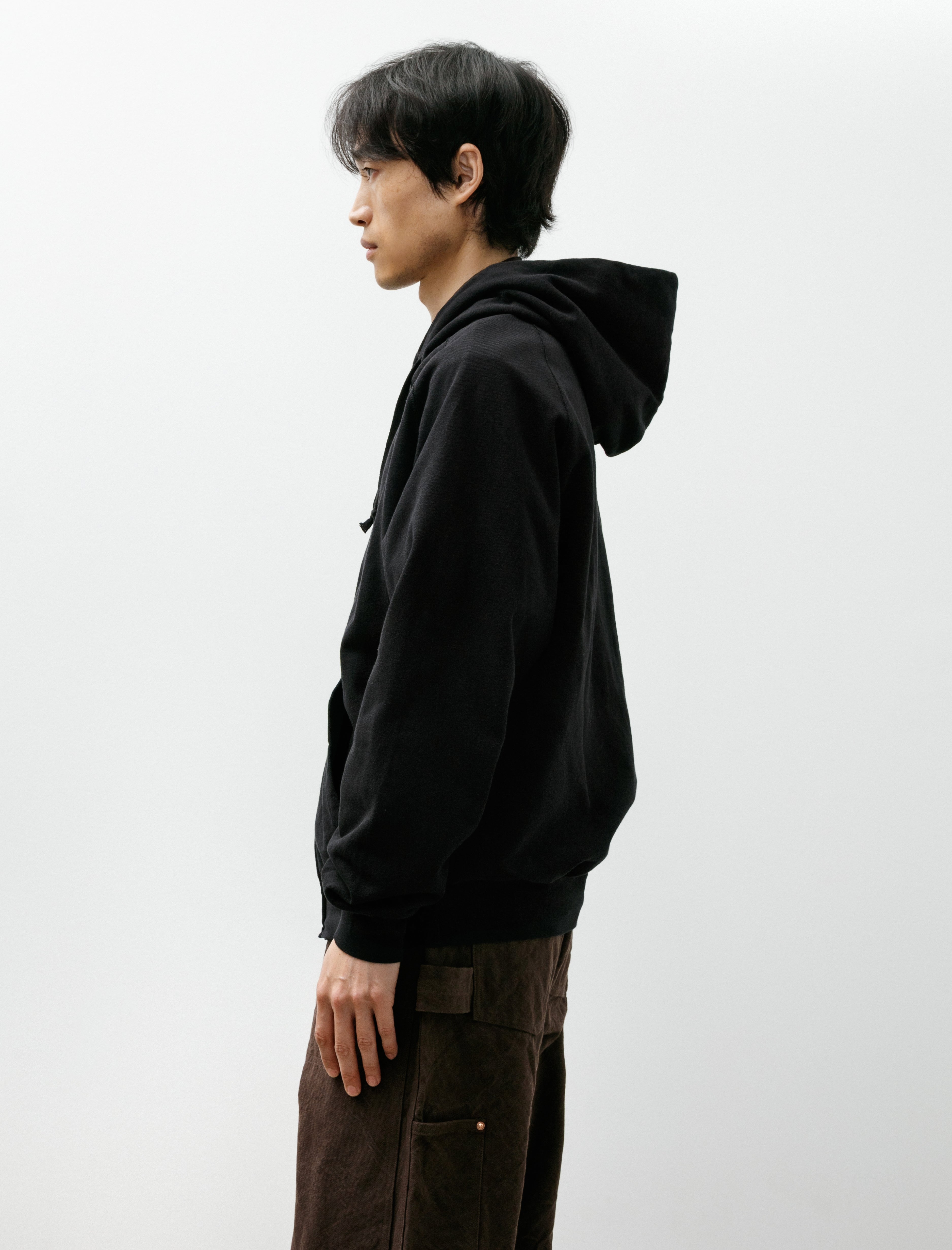 Comoli LW Cotton Fleece Zip Hoodie Black