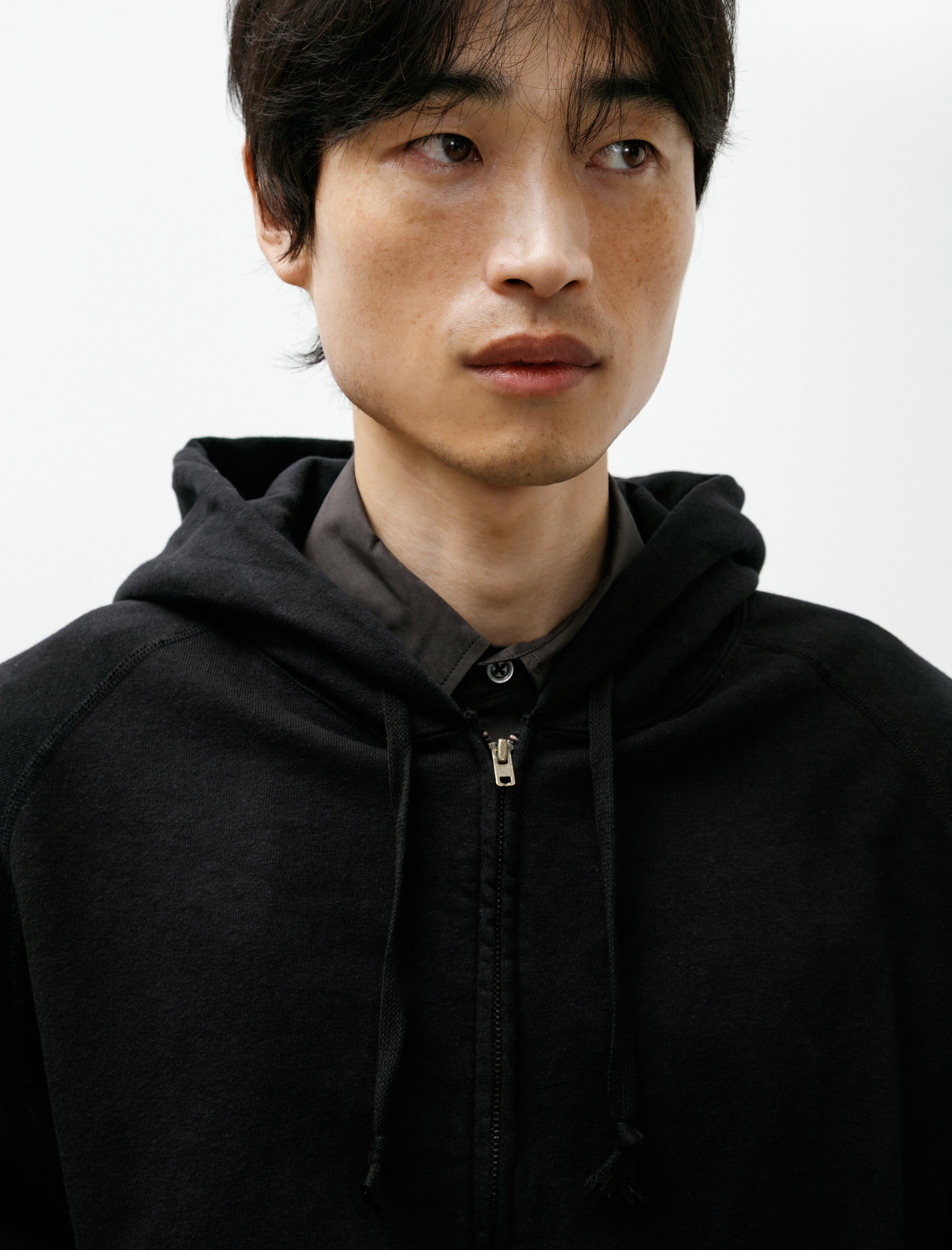 Comoli LW Cotton Fleece Zip Hoodie Black