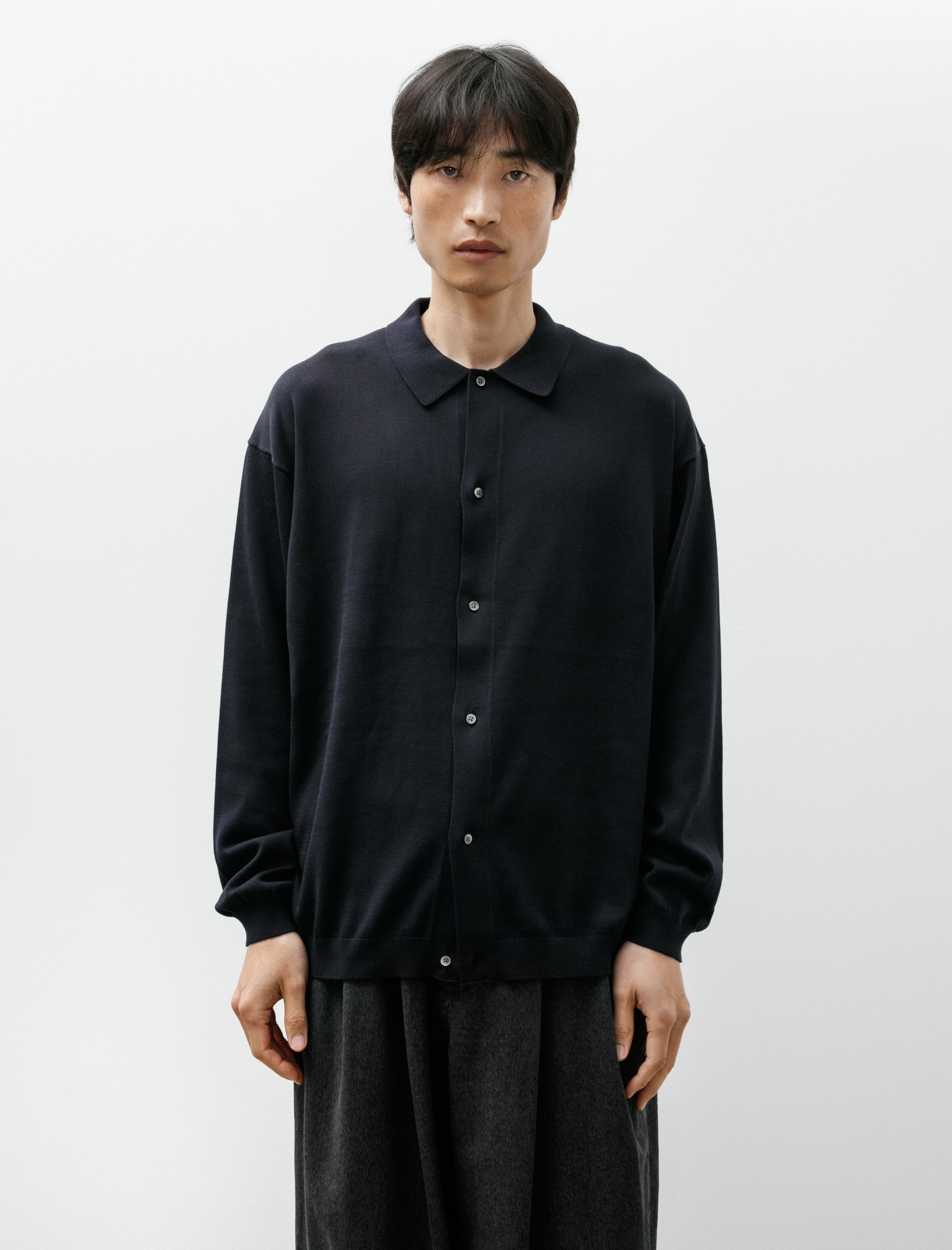 Graphpaper Suvin High Gauge Knit Oversized L/S Shirt Navy