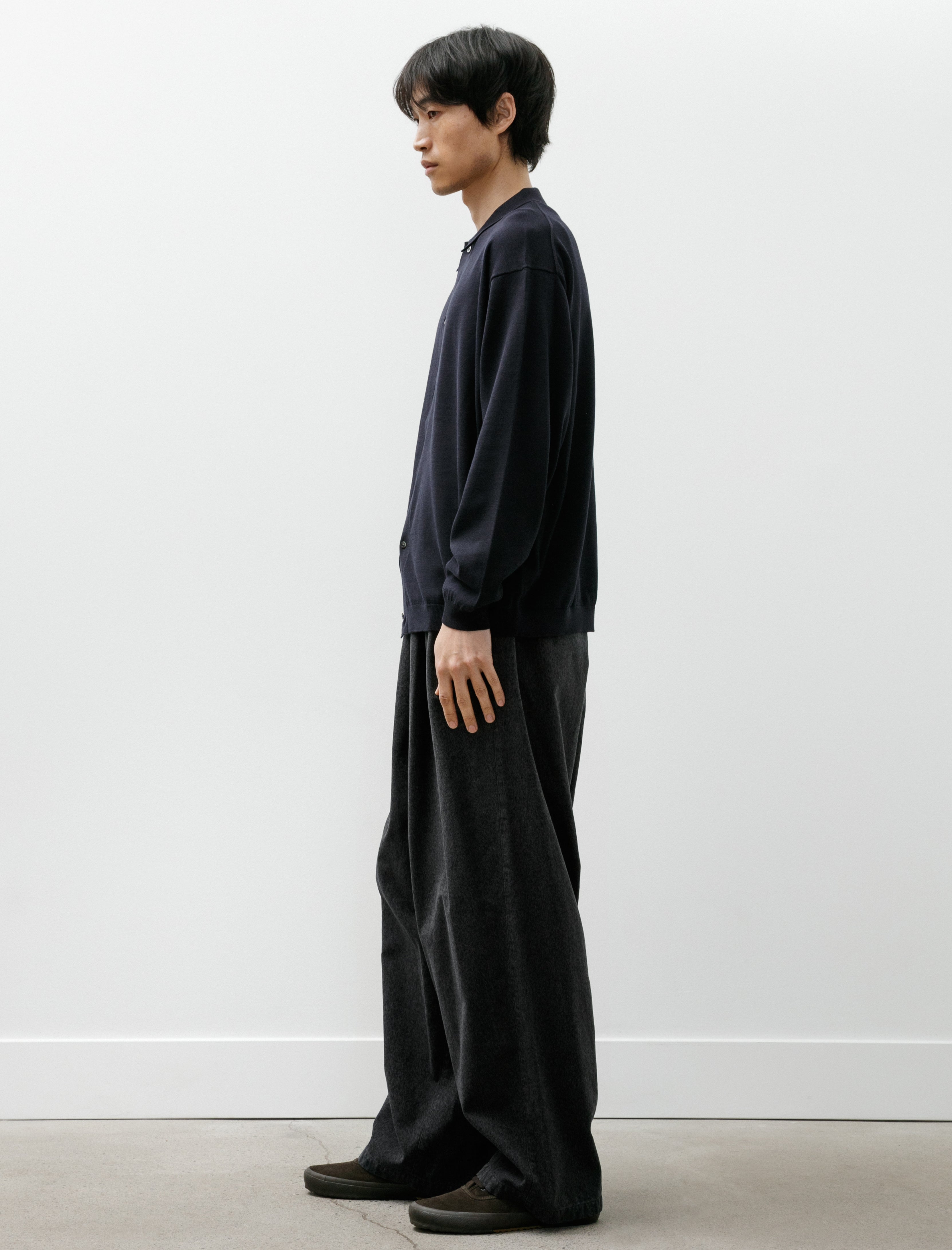 Graphpaper Suvin High Gauge Knit Oversized L/S Shirt Navy