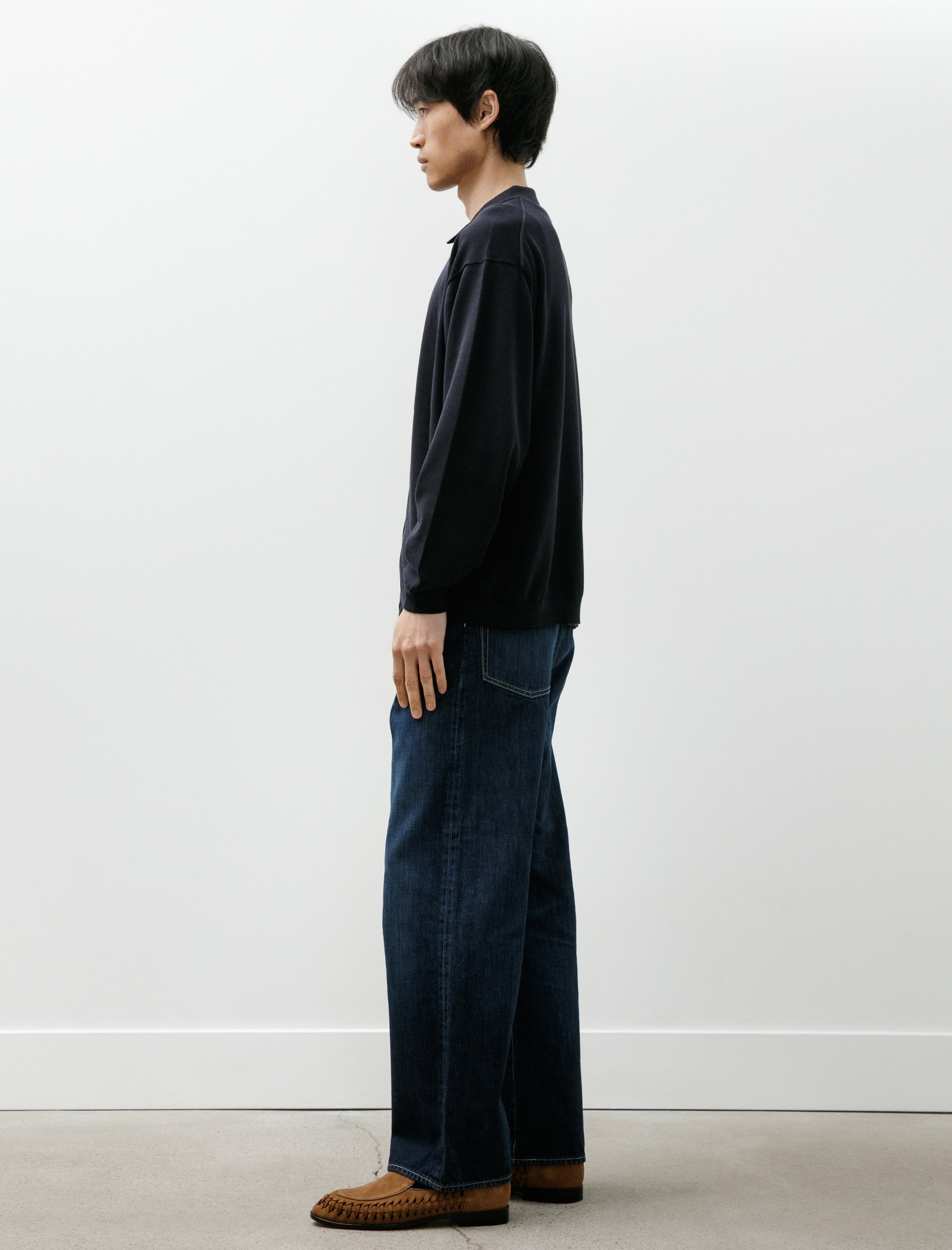 Graphpaper Selvage Denim Five Pocket Wide Straight Pants Indigo Dark Fade