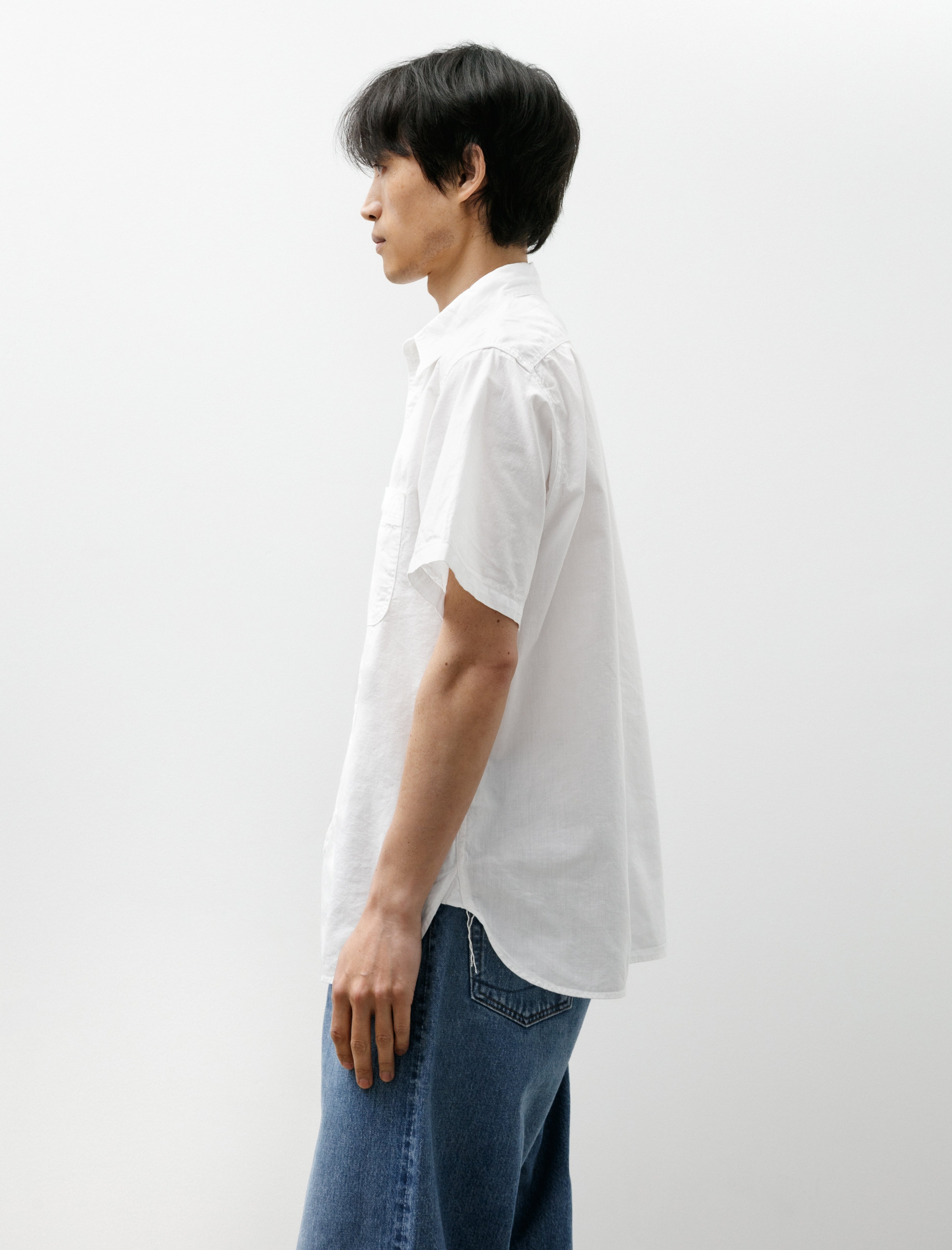 OrSlow Short Sleeve Chambray Work Shirt White