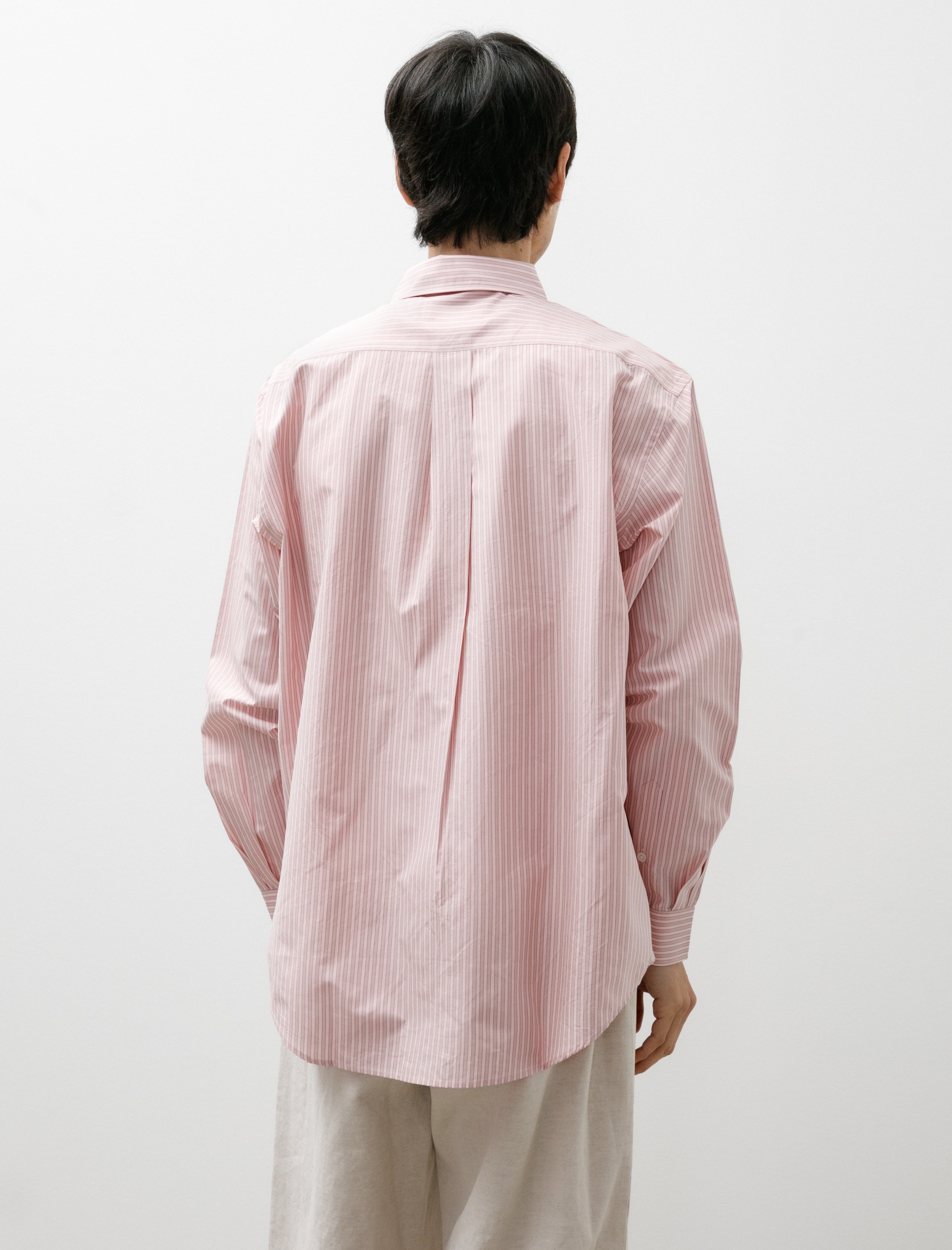 Ernie Palo Silk Cotton Stripe Shirt Pink