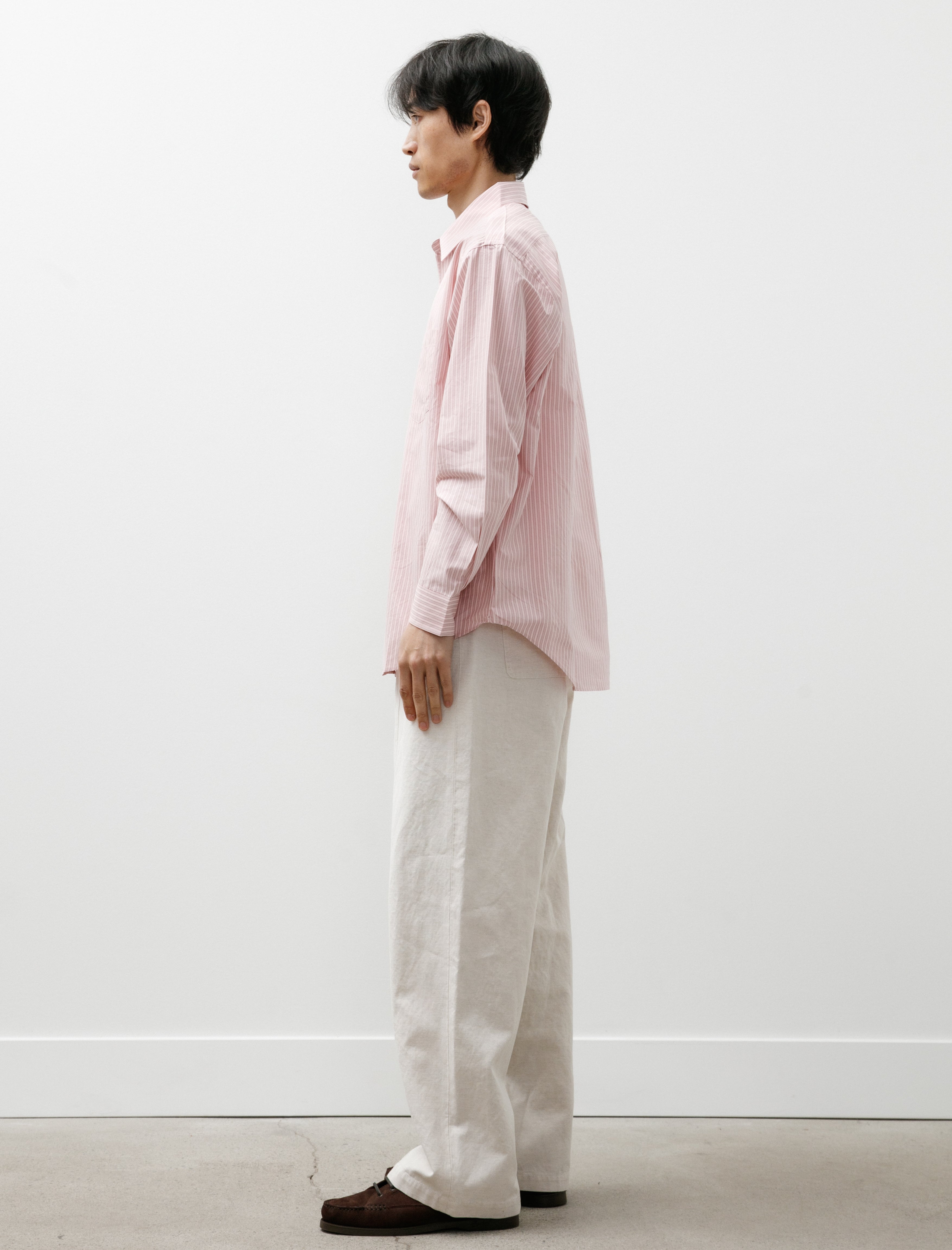 Ernie Palo Cotton Linen Canvas Stitch Pants Ivory