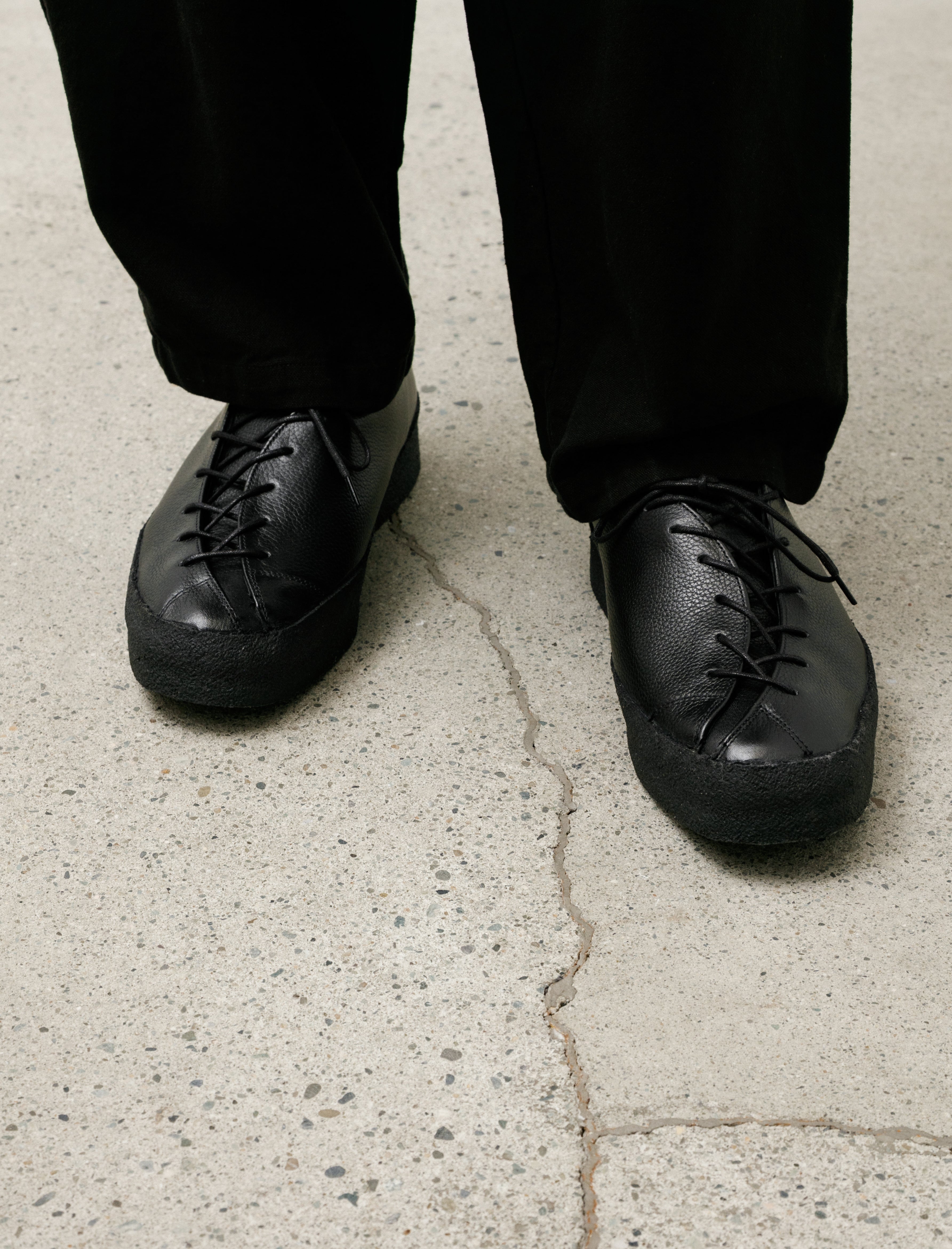 James Coward x Sanders Banana Shoe Black Grain Leather