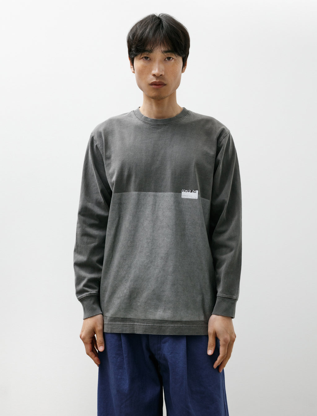 Working Printed Long Sleeve Sticker T Organic Cotton Jersey Shale