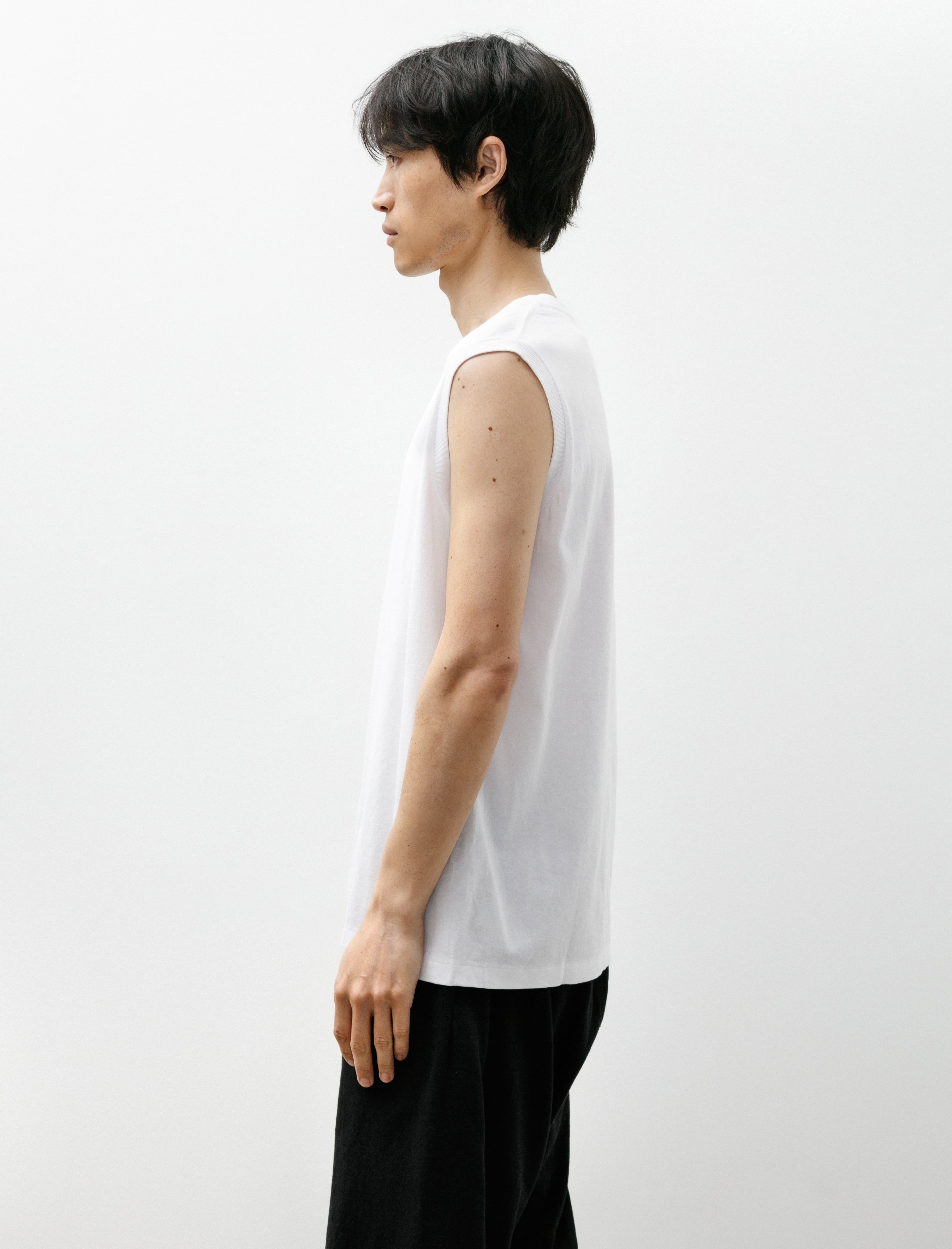 Comoli Cotton Jersey Sleeveless Top White
