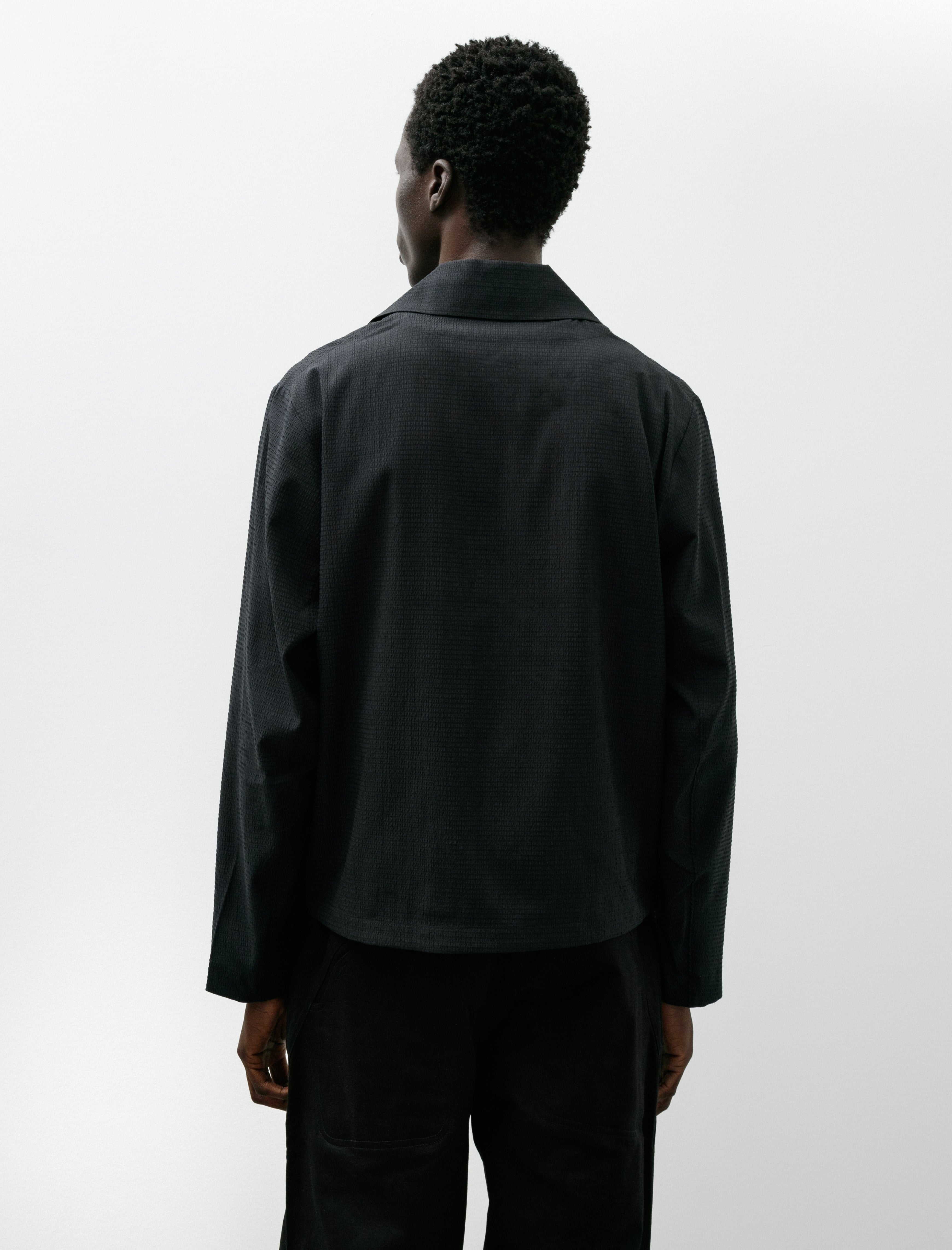 Colin Meredith Wing Mesh Button Down Black