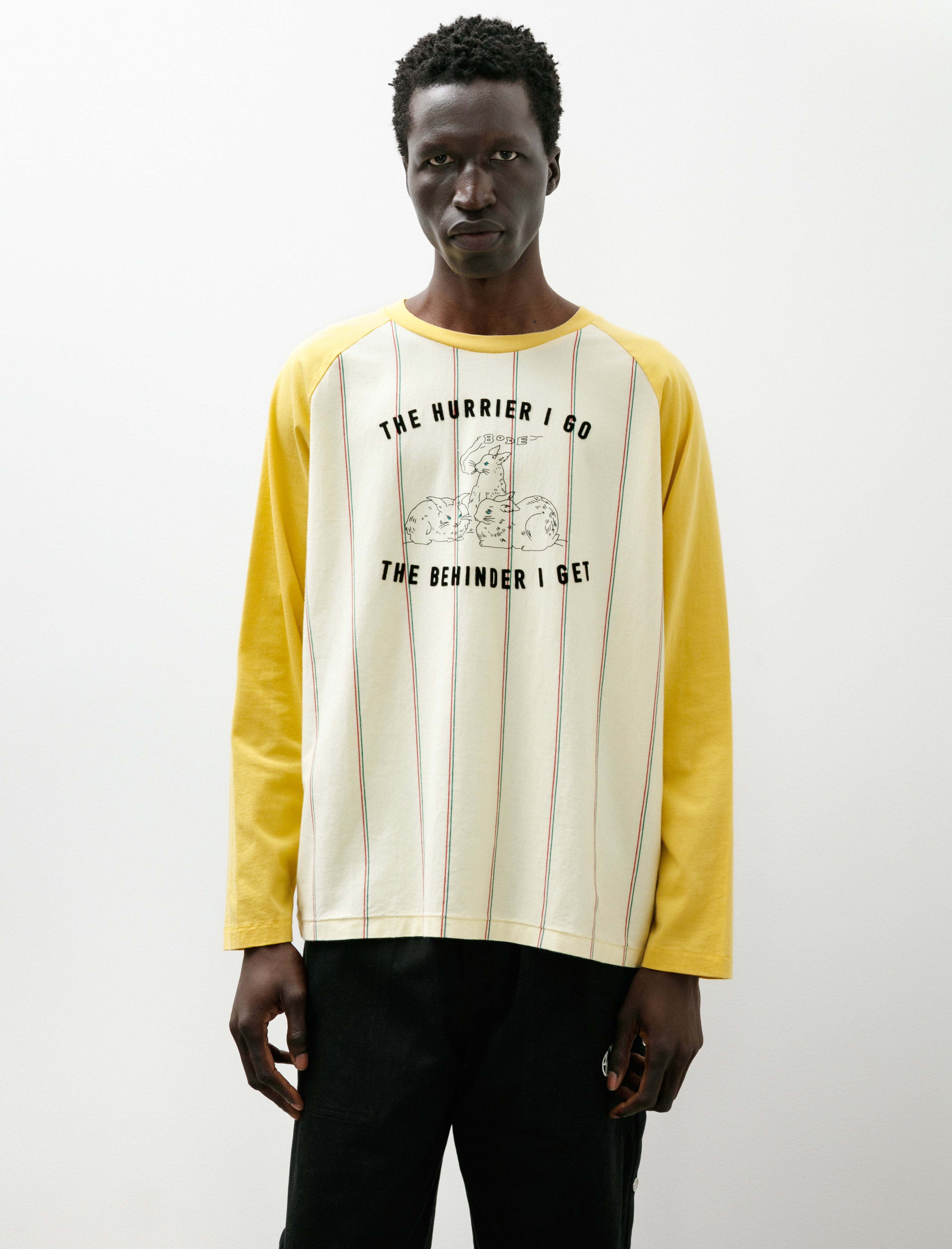 Bode Summertime Stripe Baseball Tee Yellow Multi