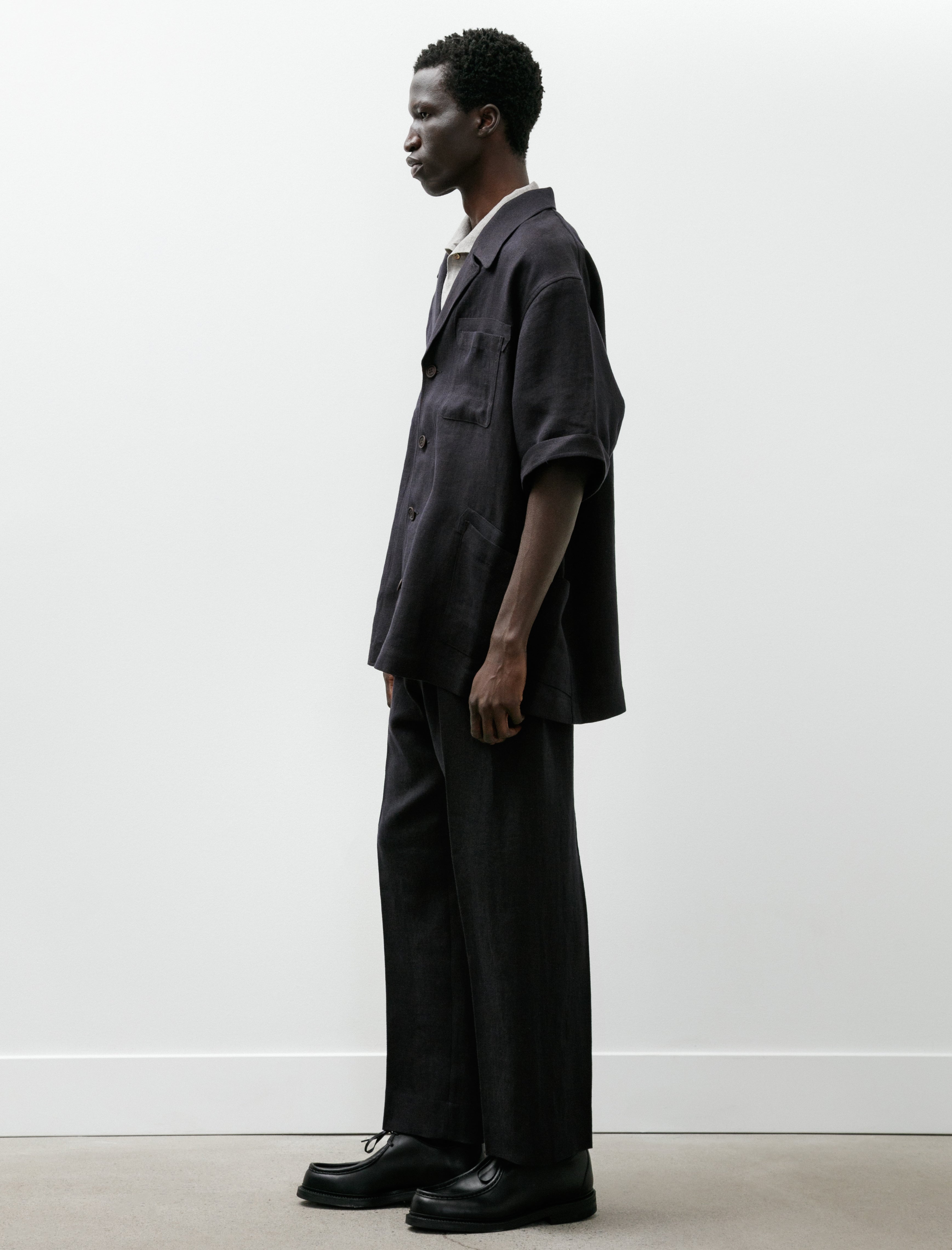 Gorsch Linen Side Tack Trousers Navy Brown