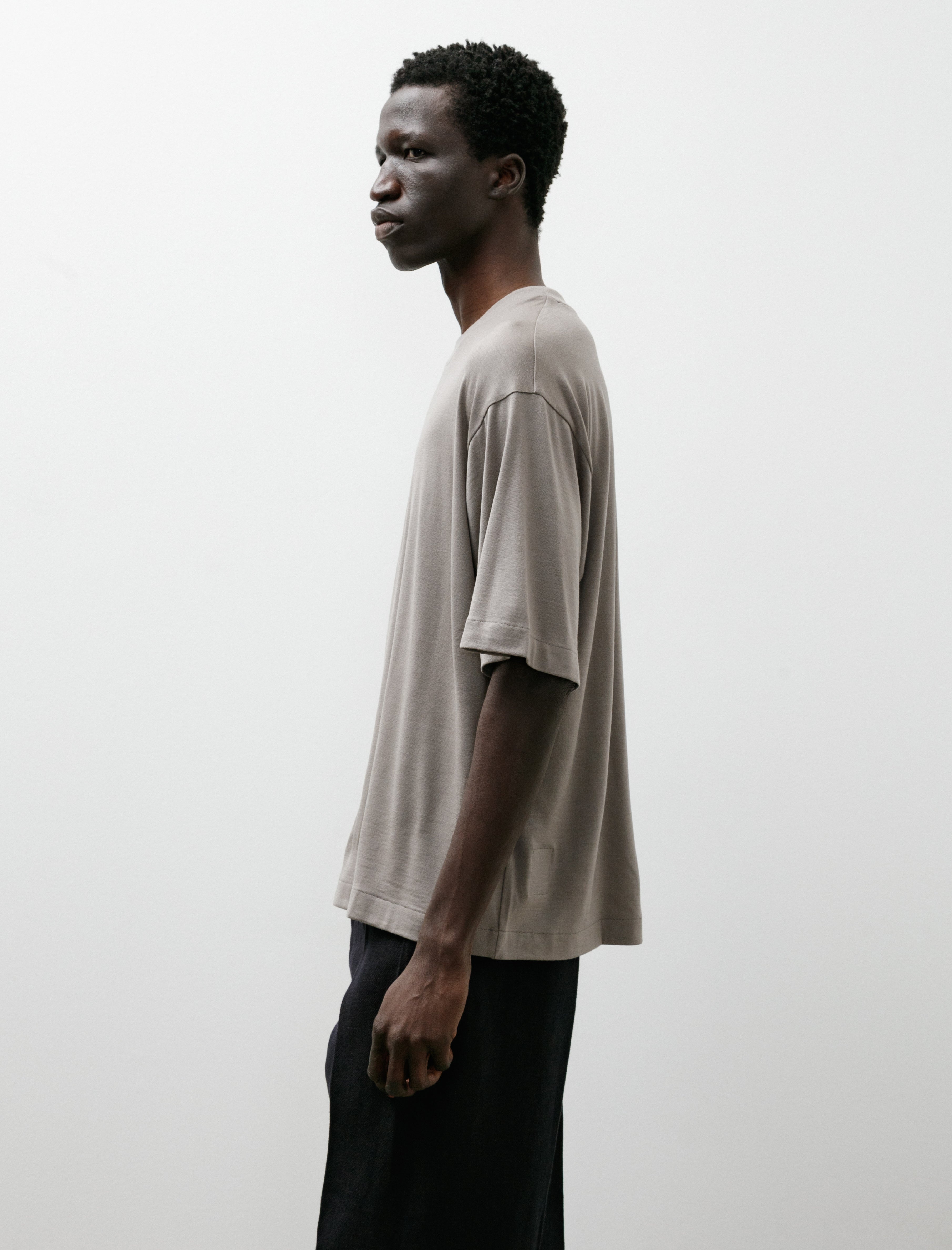 Gorsch Merino Wool Pullover Short Sleeve Knit Beige