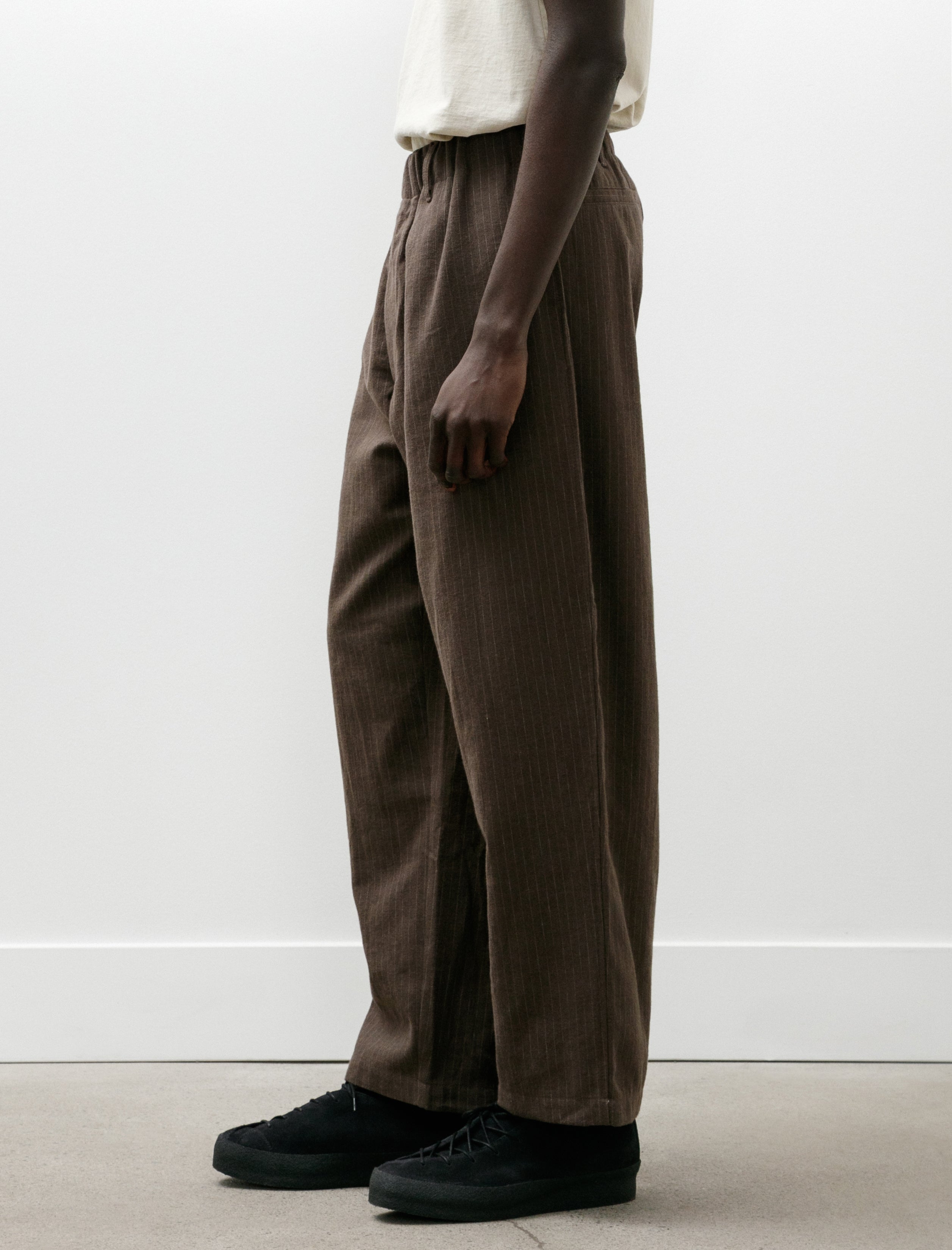 James Coward Carry On Pant Dark Brown Cotton/Linen/Wool Stripe