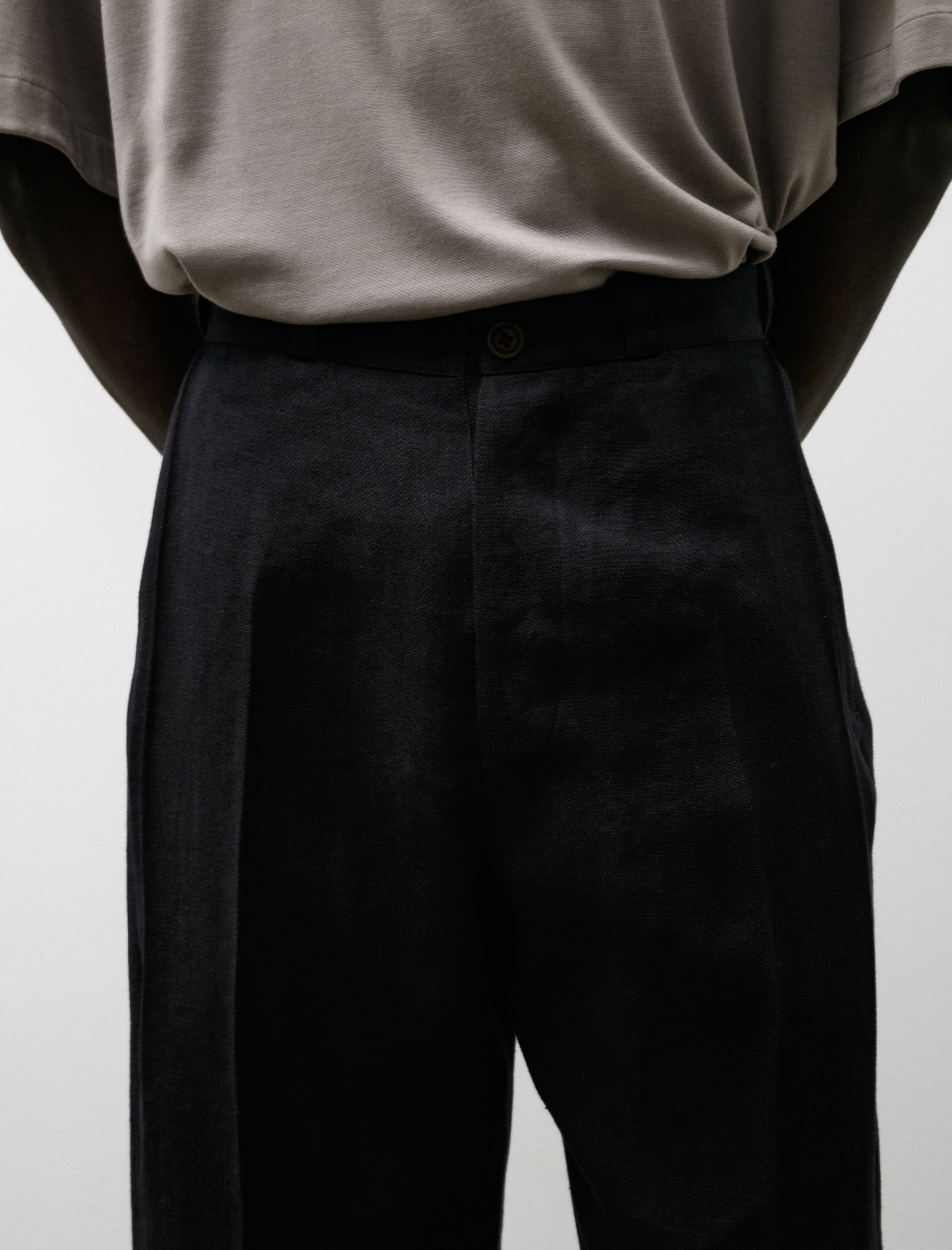Gorsch Linen Side Tack Trousers Navy Brown