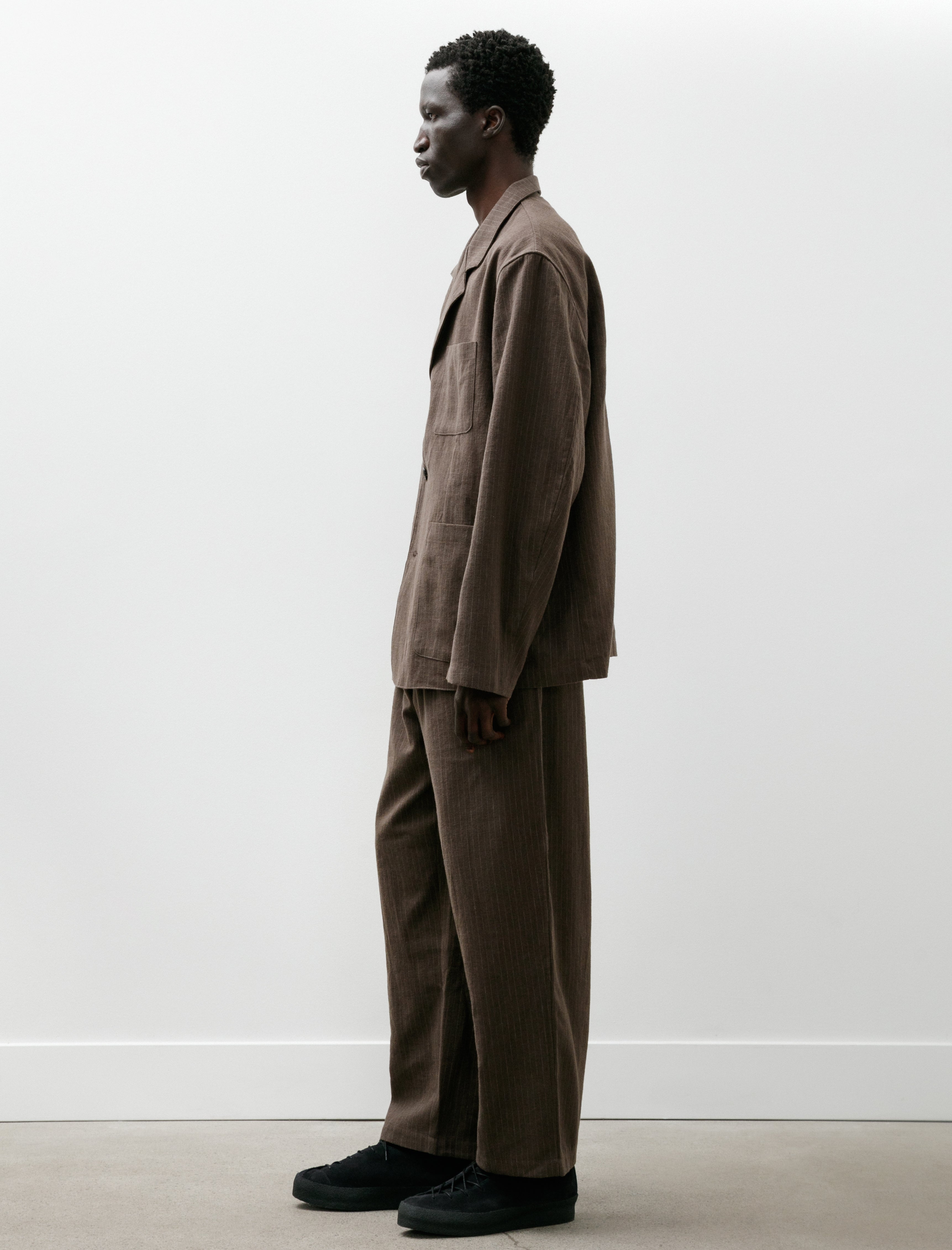 James Coward Carry On Jacket Dark Brown Cotton/Linen/Wool Stripe