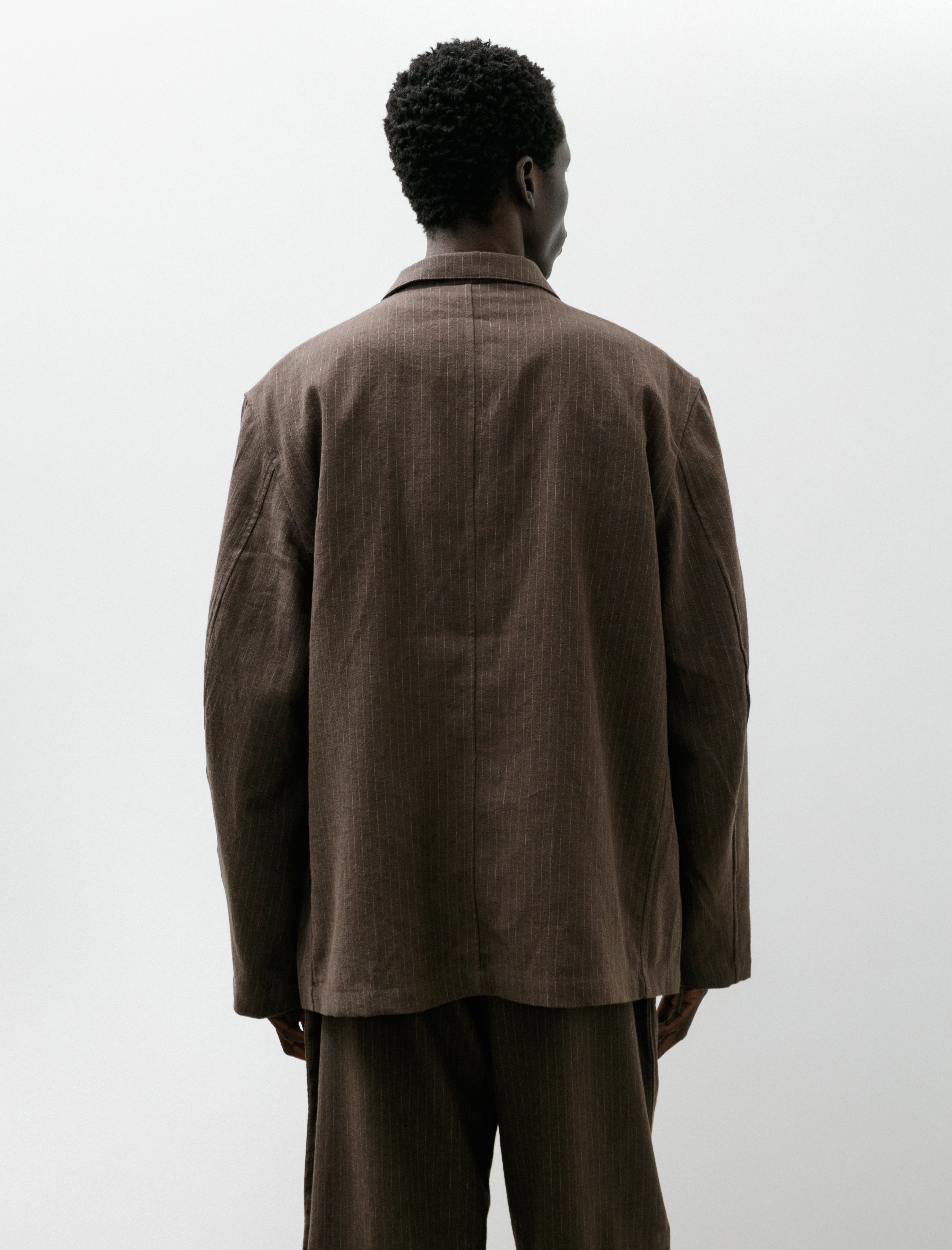James Coward Carry On Jacket Dark Brown Cotton/Linen/Wool Stripe