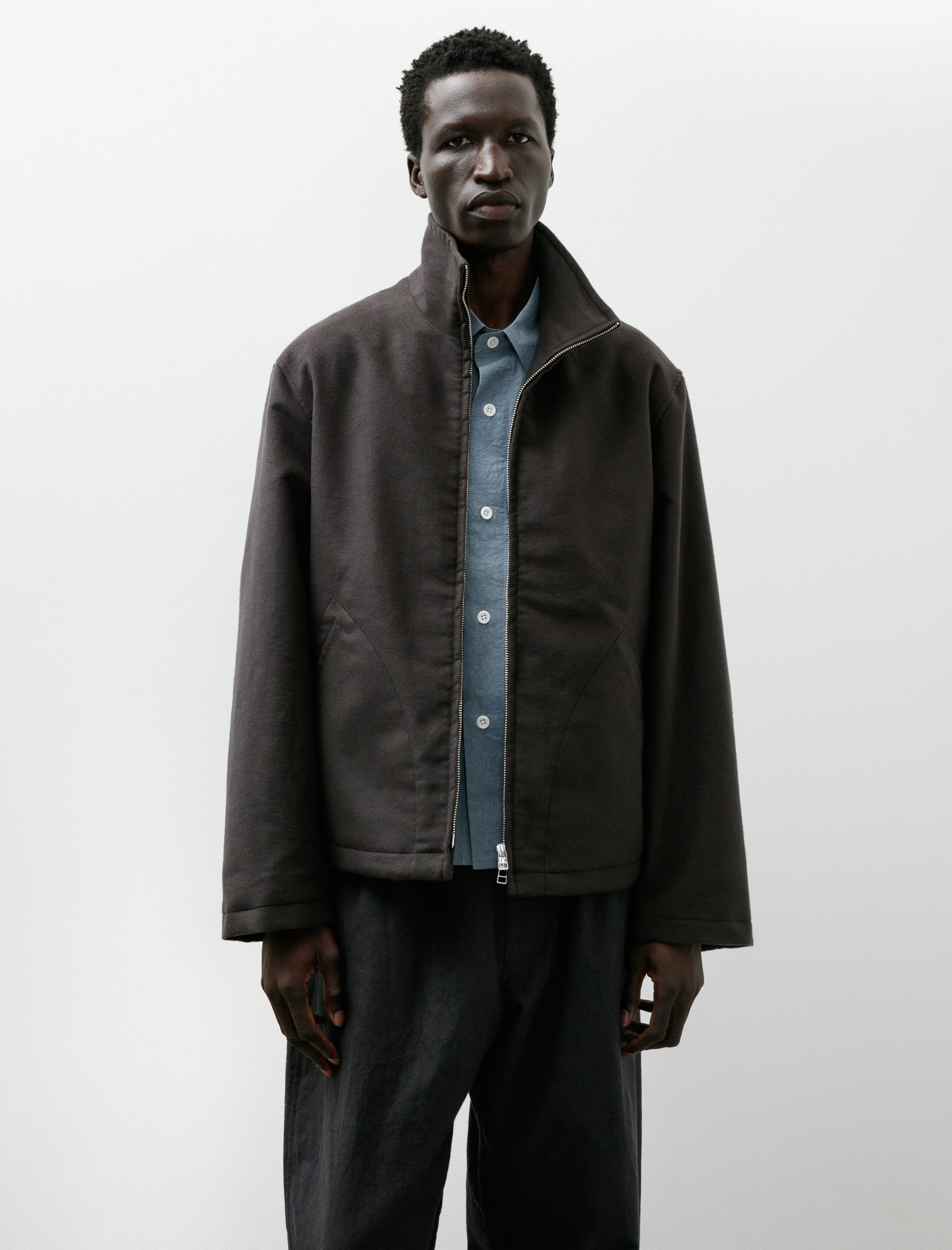 James Coward Circuit Jacket Charcoal Cotton Silk Moleskin
