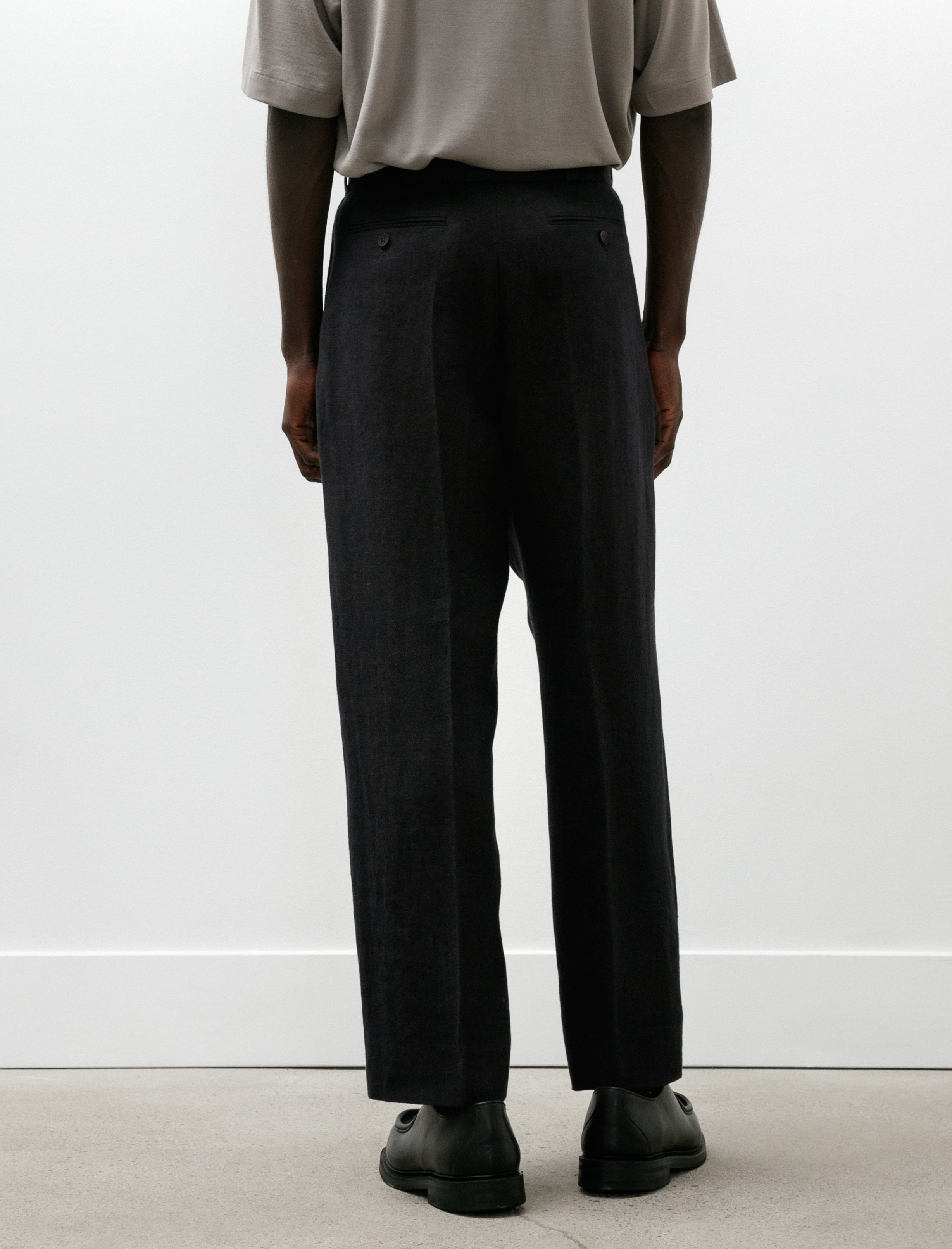 Gorsch Linen Side Tack Trousers Navy Brown
