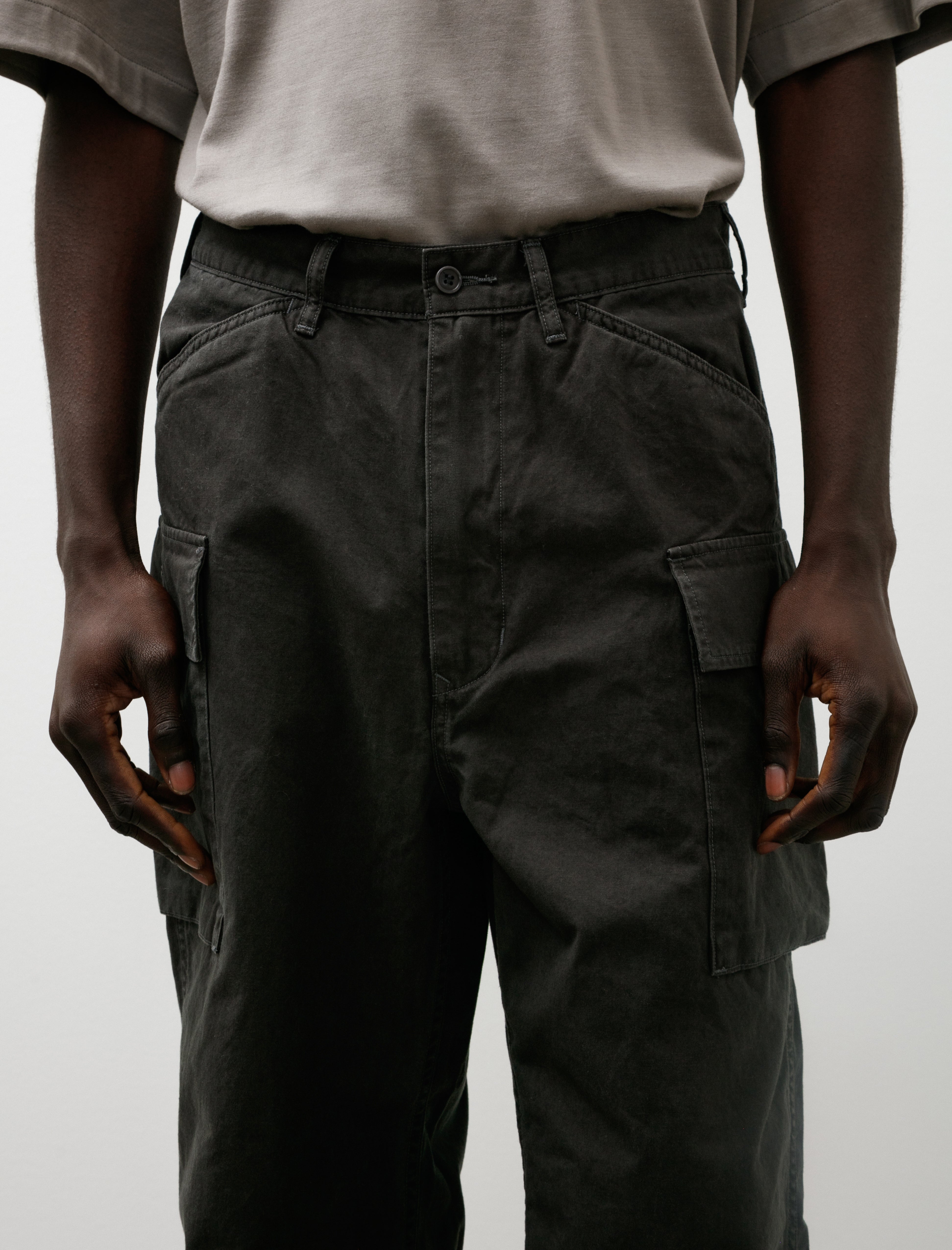 Phigvel Poplin Cloth Cargo Trousers Faded Charcoal
