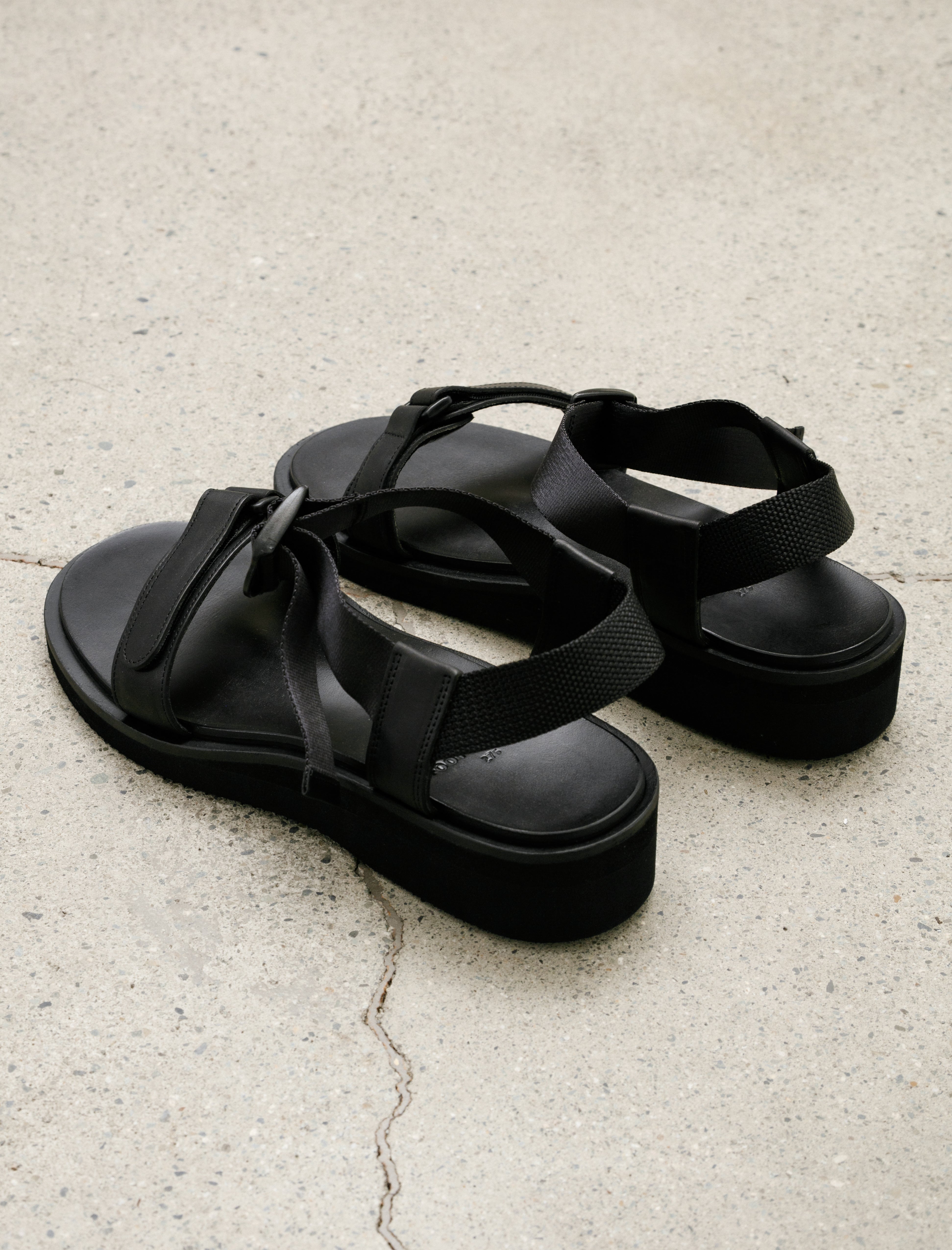 Footworks Sandals with Velcro Straps Smooth Leather Black