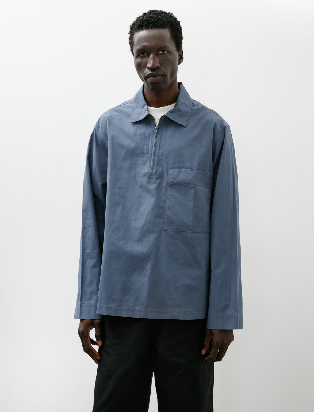 MHL 2024年 LIGHTWEIGHT COTTON NYLON PLAIN Margaret Howell MHL Long Sleeve Half Zip Shirt Sanded Poplin