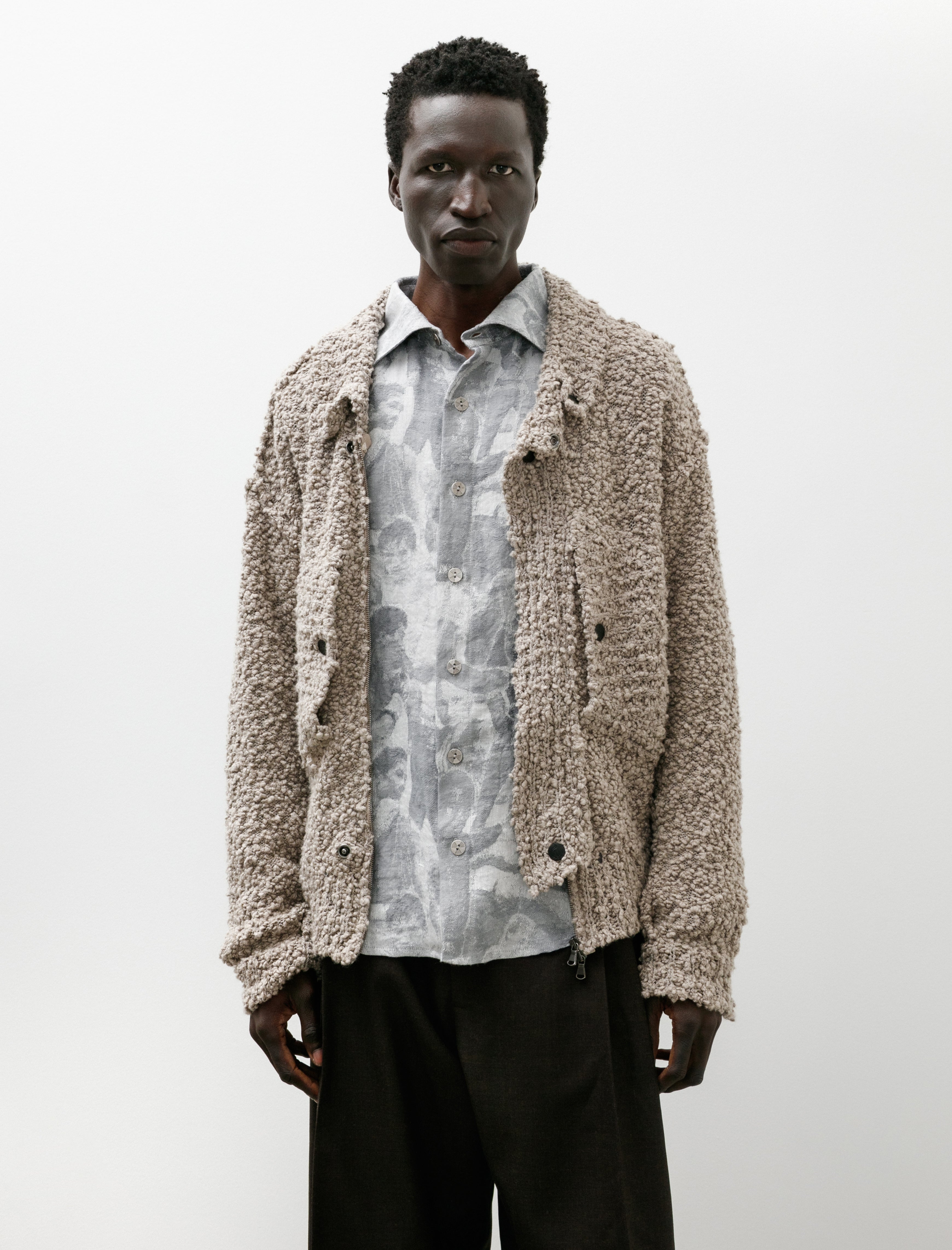 Cecile Tulkens Boucle Popper Jacket Putty