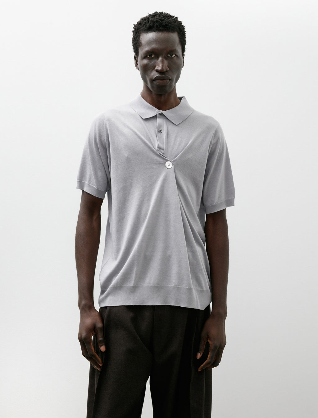 Cecile Tulkens John Smedley Indian Guaze Double Twist Polo Silver