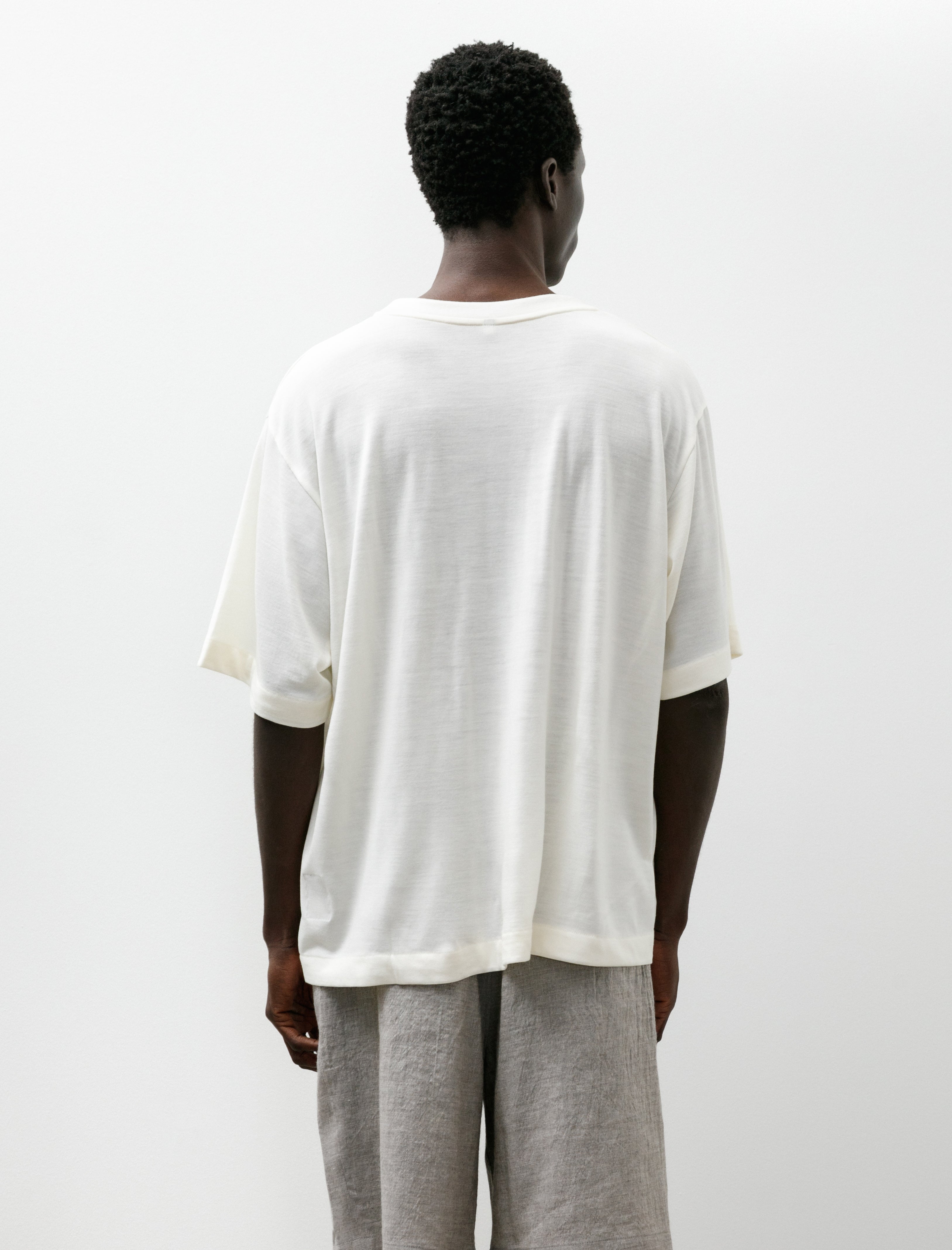 Gorsch Merino Wool Pullover Short Sleeve Knit Off White