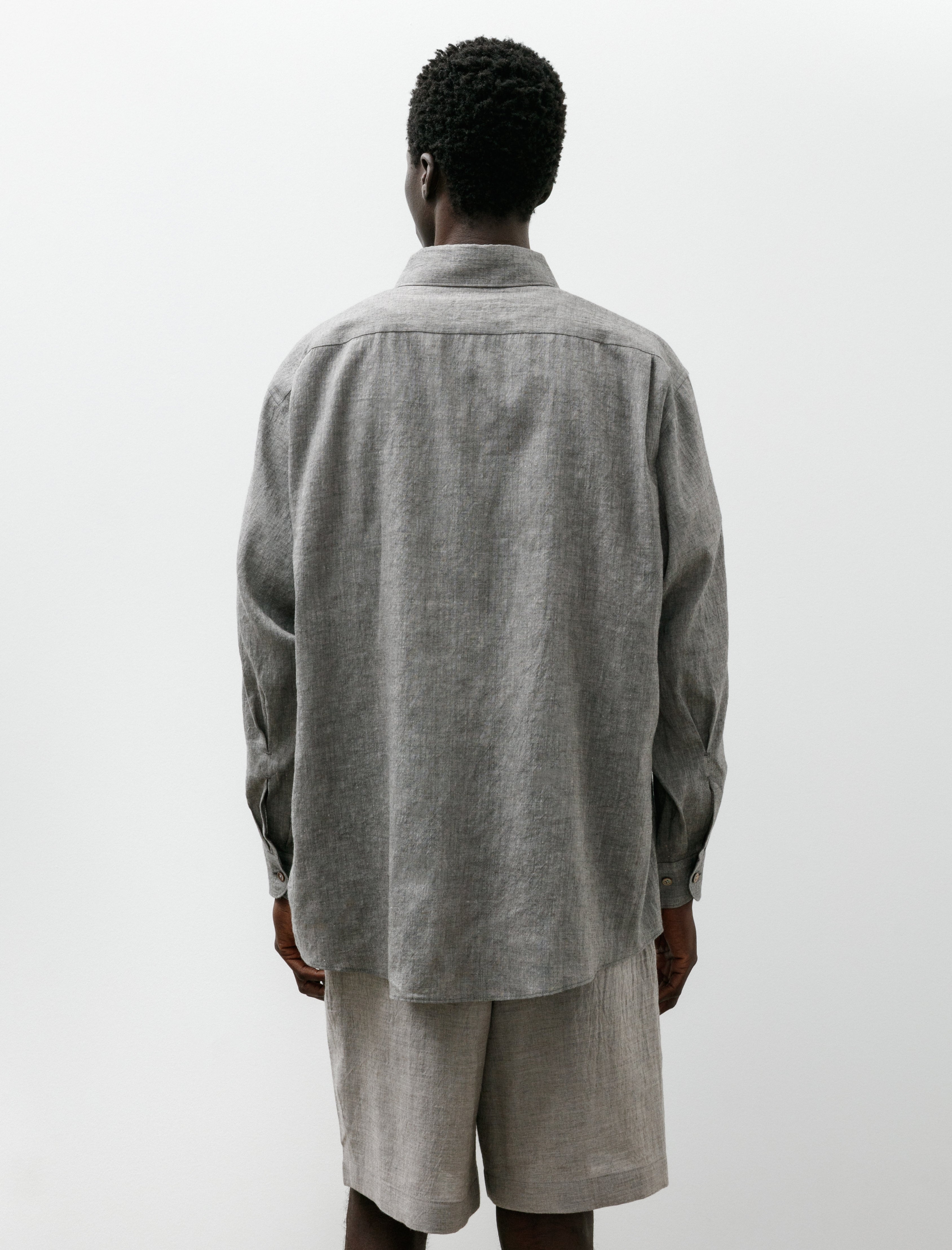 Gorsch Yak Mix L/C Wide Silhouette Collar Shirt Dark Grey