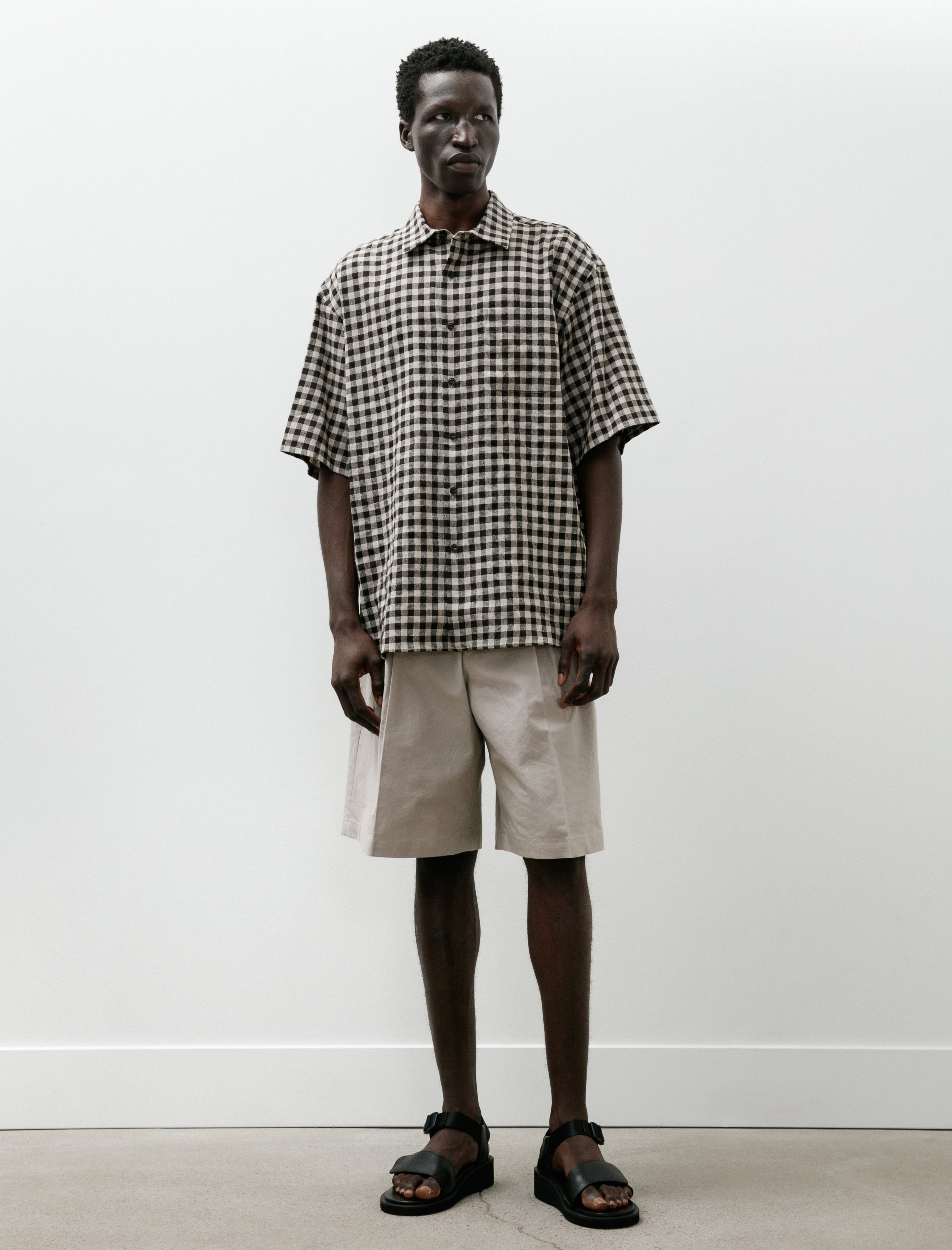 Yoko Sakamoto Double Pleated Shorts Beige
