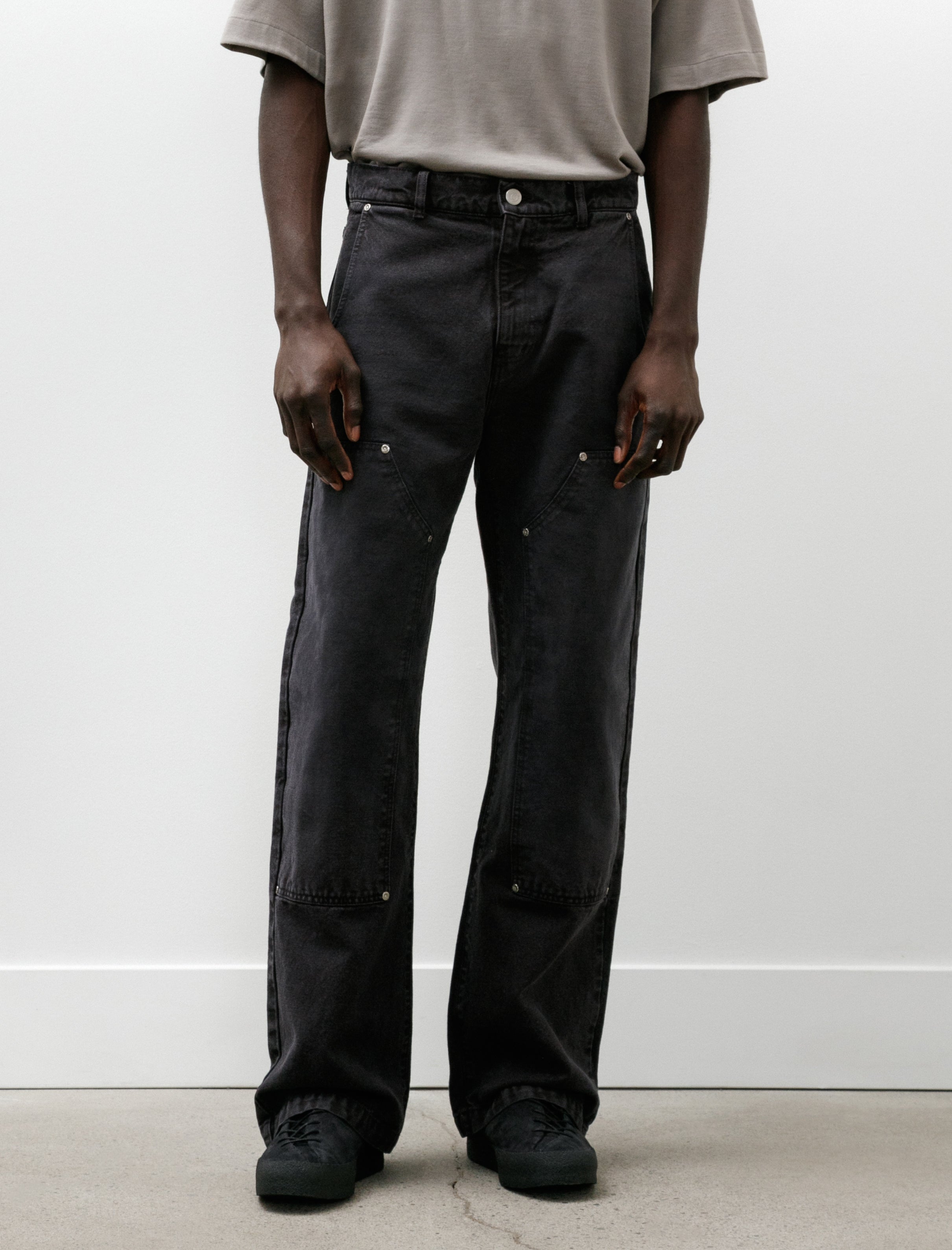 mfpen Double Knee Jeans Dark Grey Canvas