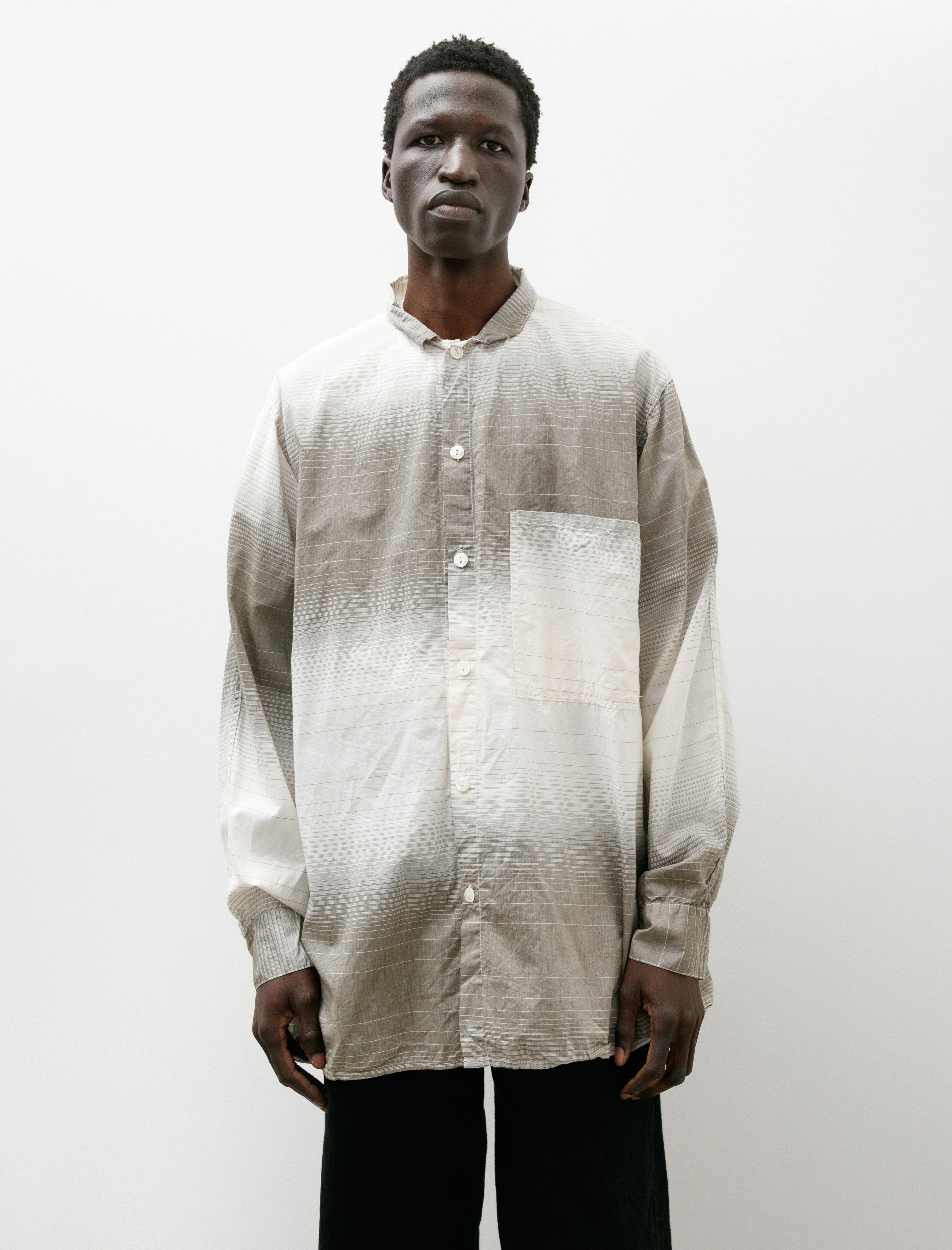 Tender 471 Plastron Shirt Doppler Stripe Cotton Cambric Rinsed