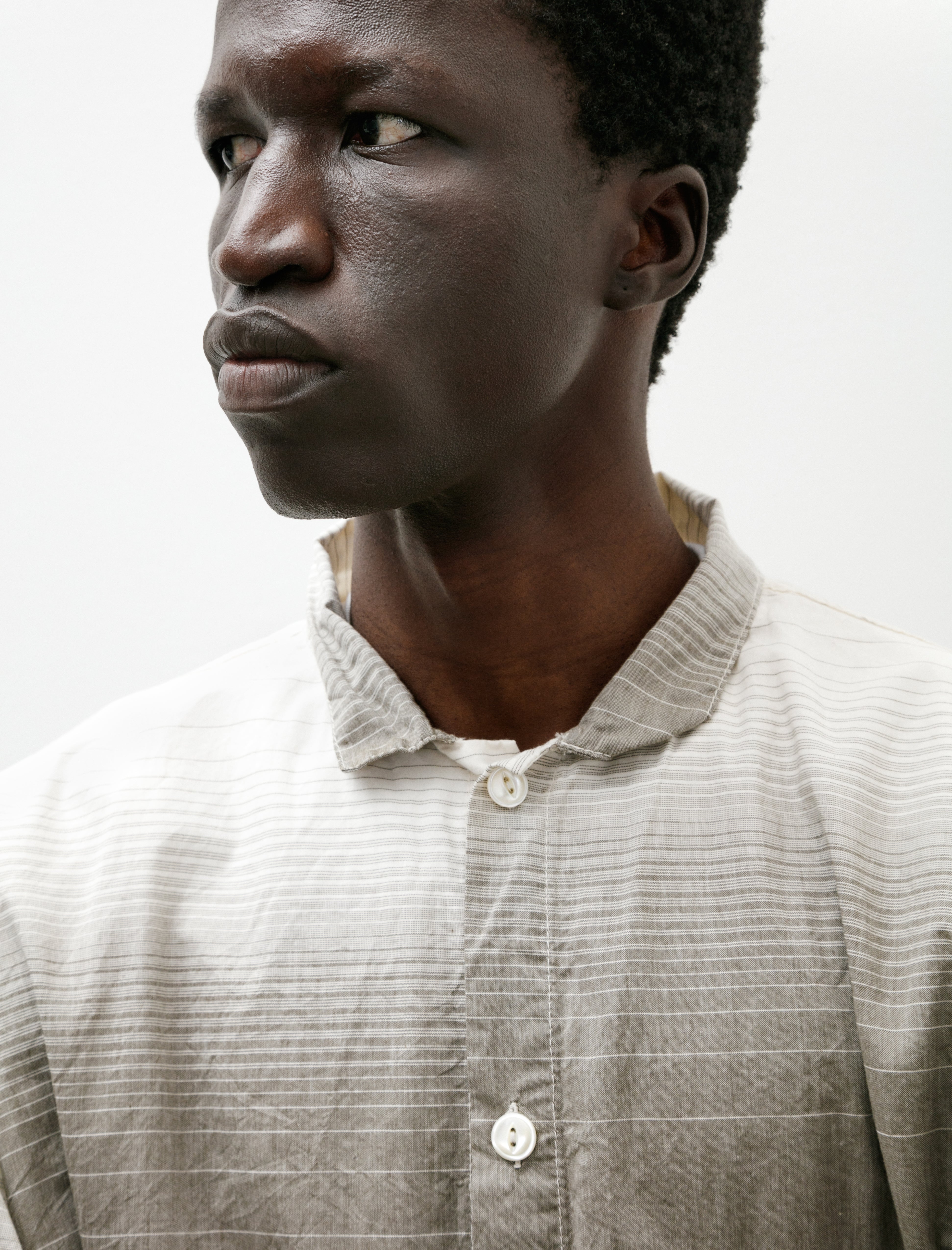 Tender 471 Plastron Shirt Doppler Stripe Cotton Cambric Rinsed