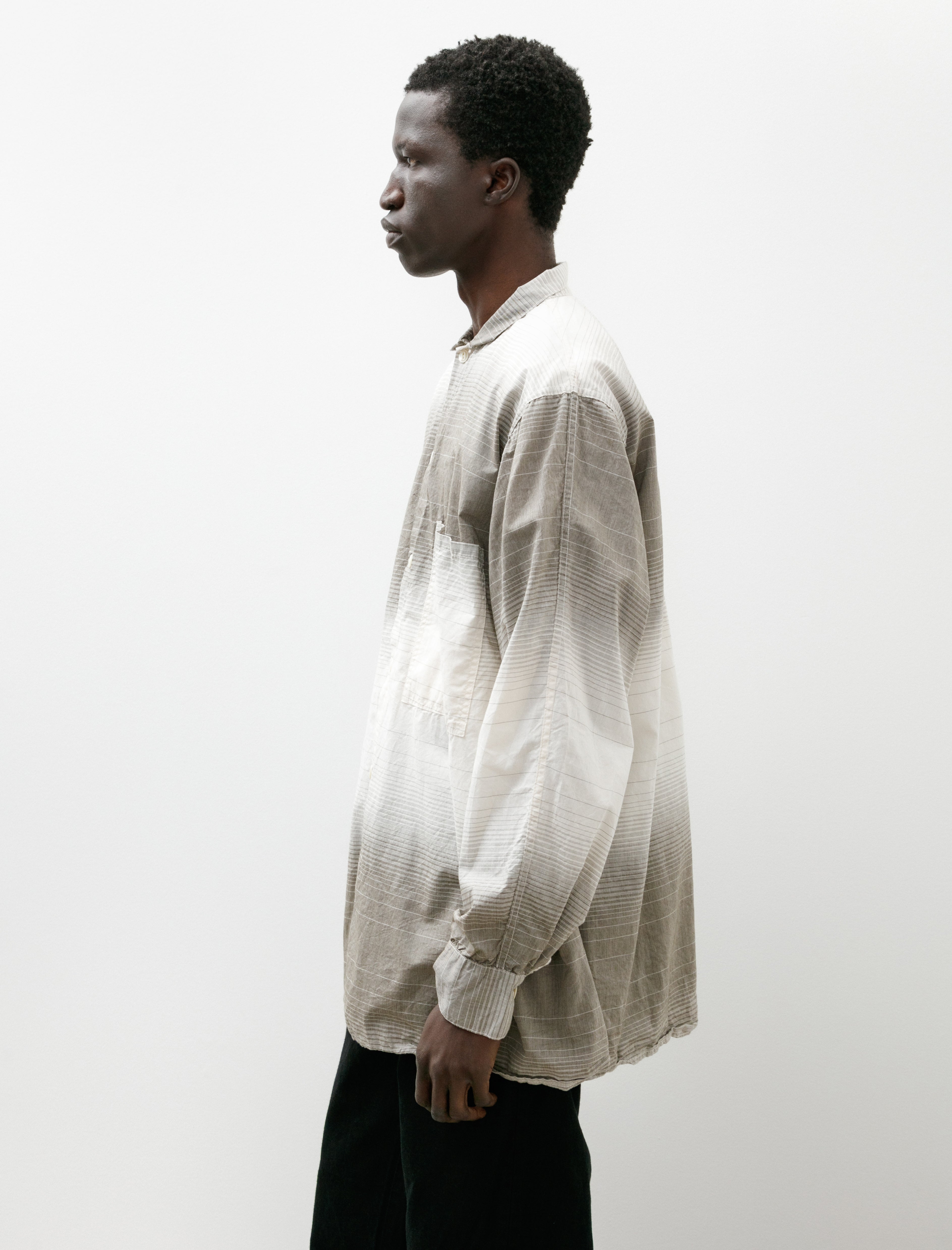 Tender 471 Plastron Shirt Doppler Stripe Cotton Cambric Rinsed