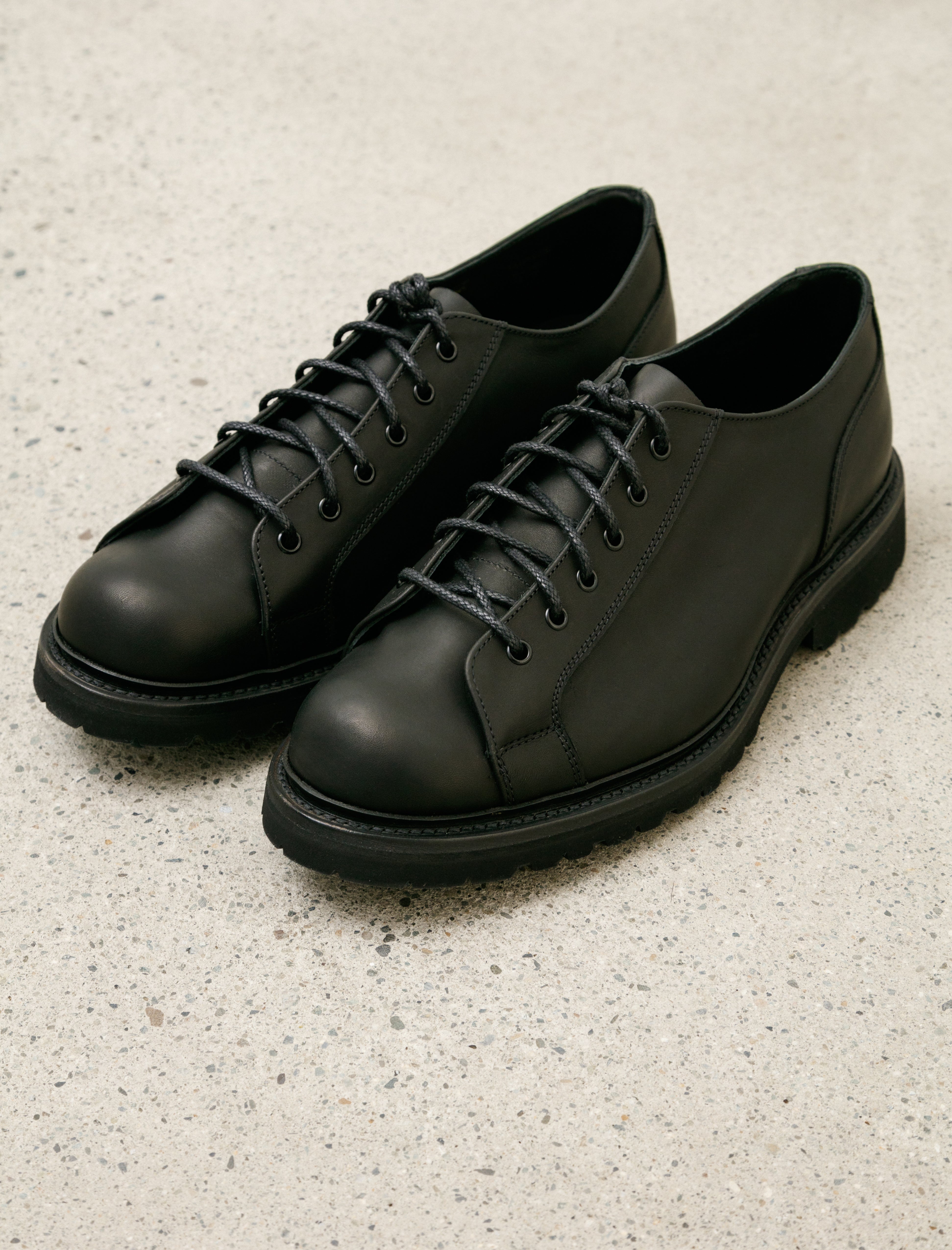 James Coward x Trickers Monkey Shoe Black Pampus Leather Vi Lite