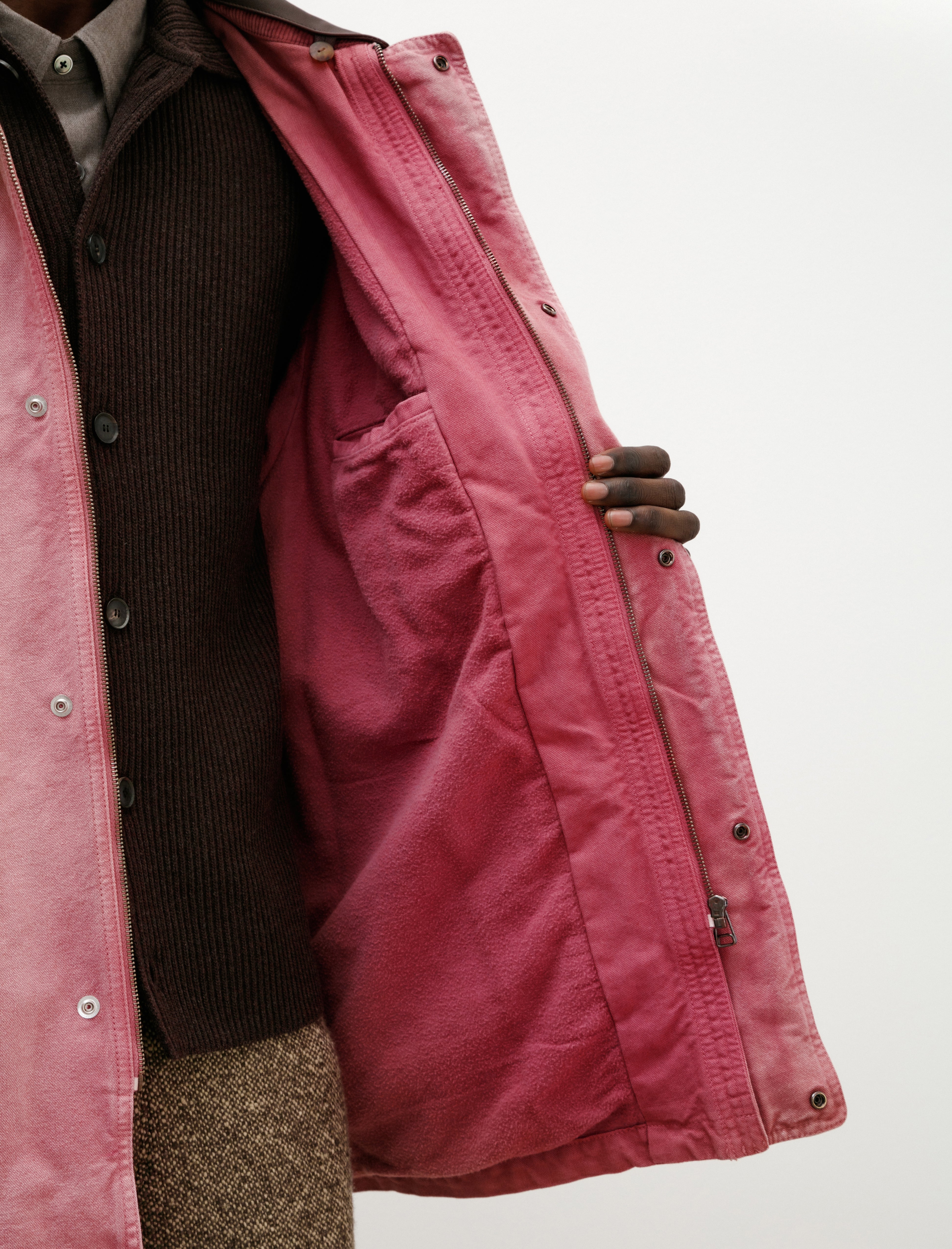 Auralee Product Dyed Organic Cotton Duck Blouson Faded Burgundy