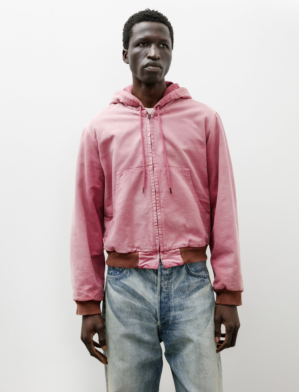 Auralee Product Dyed Organic Cotton Duck Short Zip Parka Faded