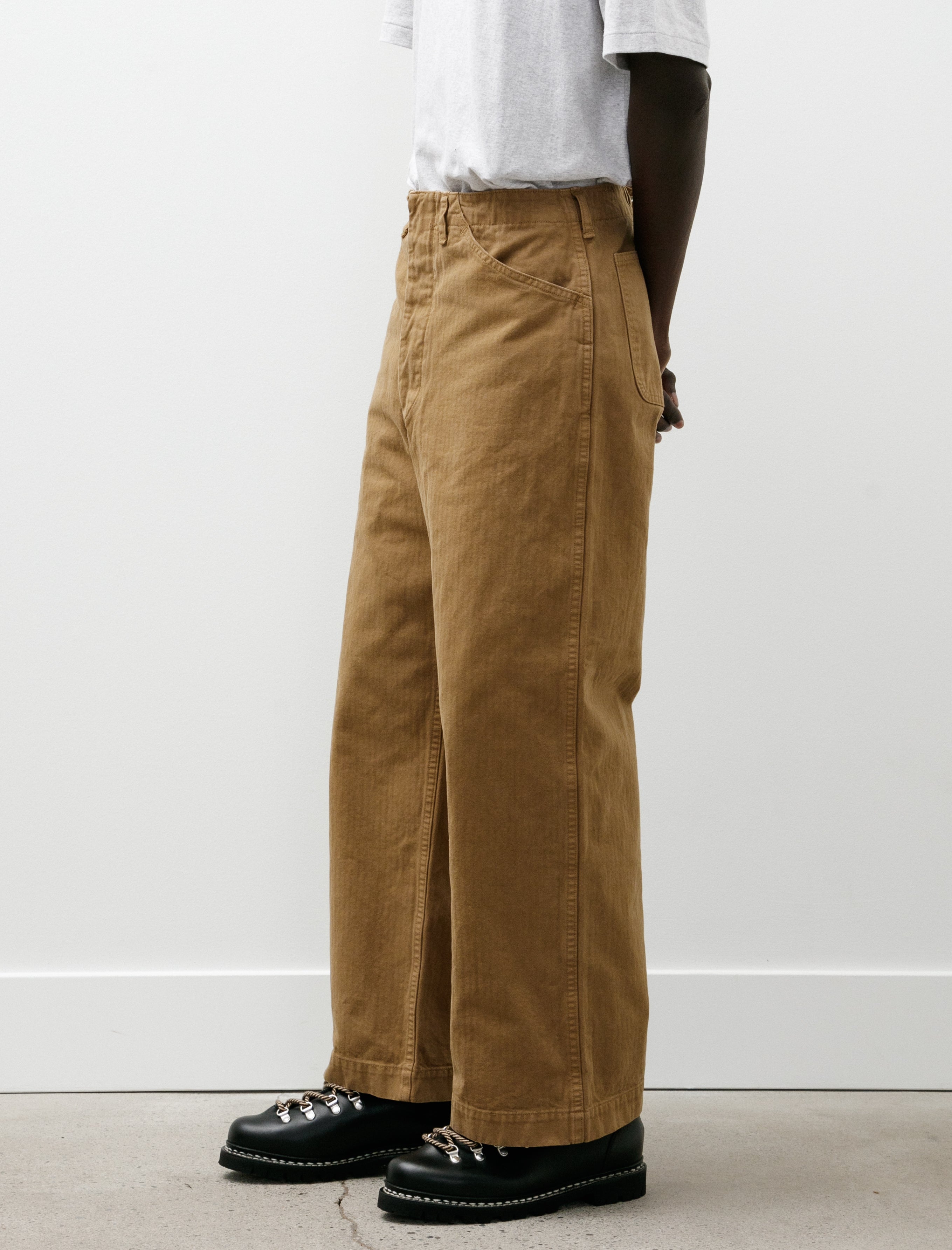 orSlow USMC Herringbone Wide Fit Utility Trousers Khaki