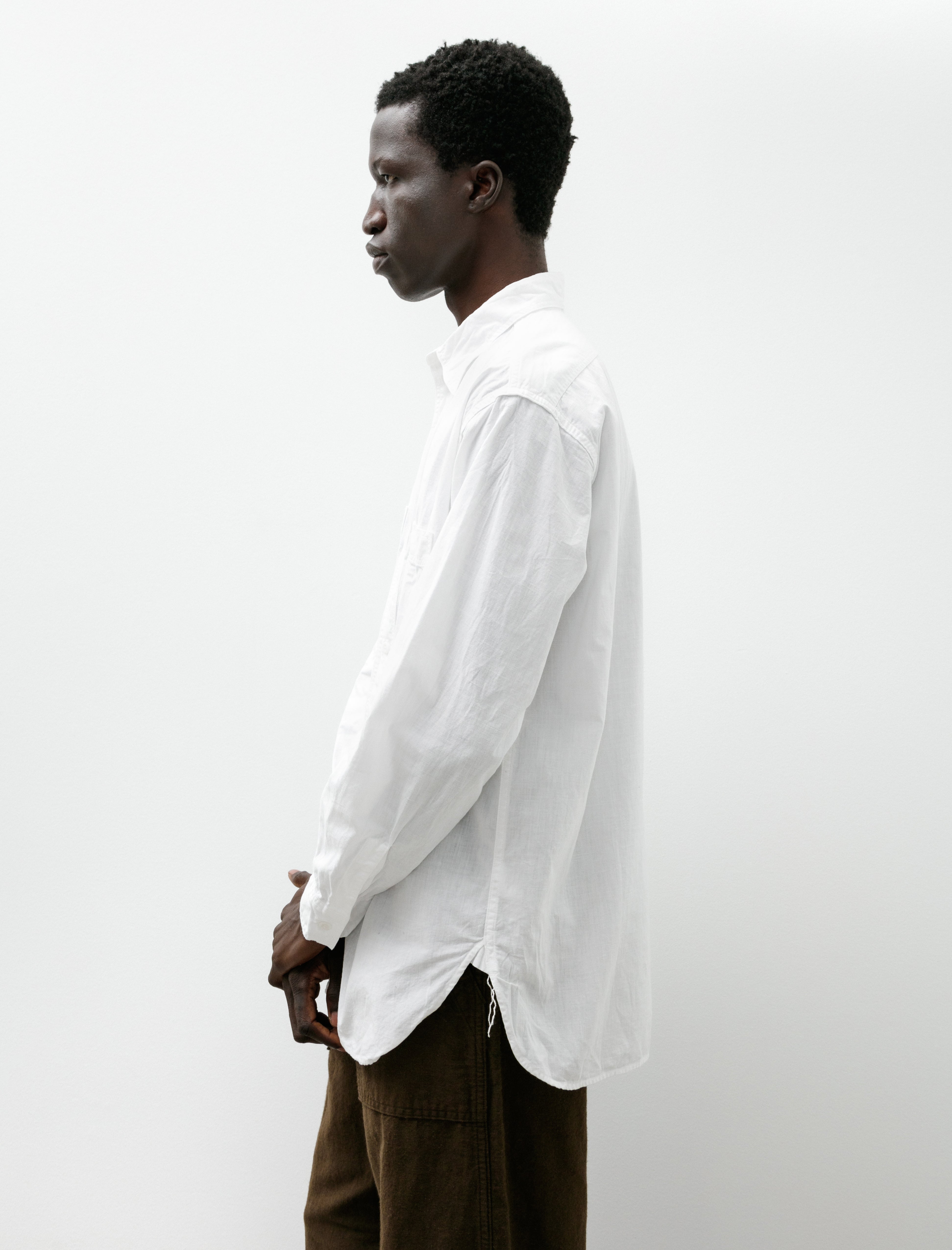 orSlow Relax Fit White Chambray Work Shirt White