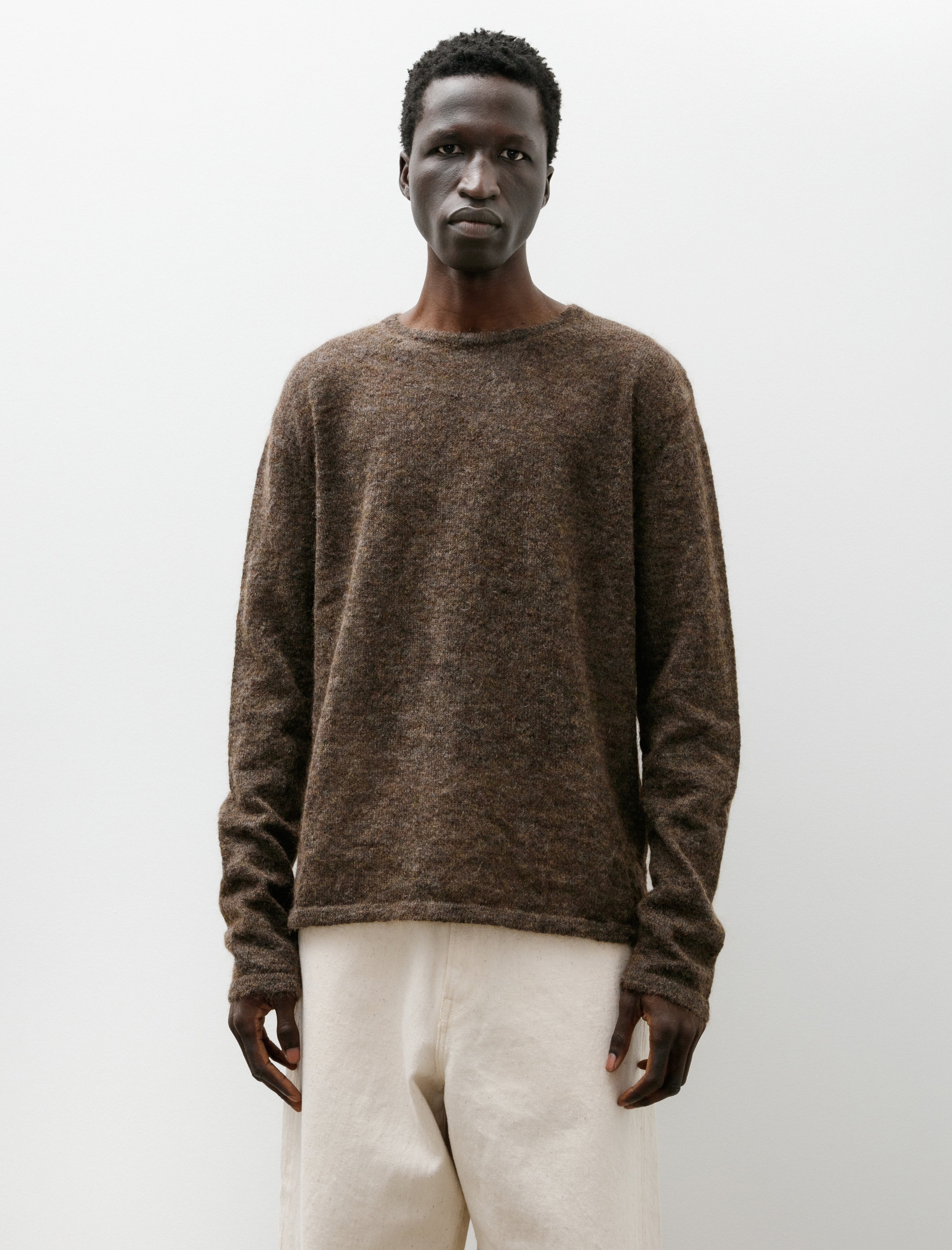 Sire Mohair Sleeve Crew Light Brown