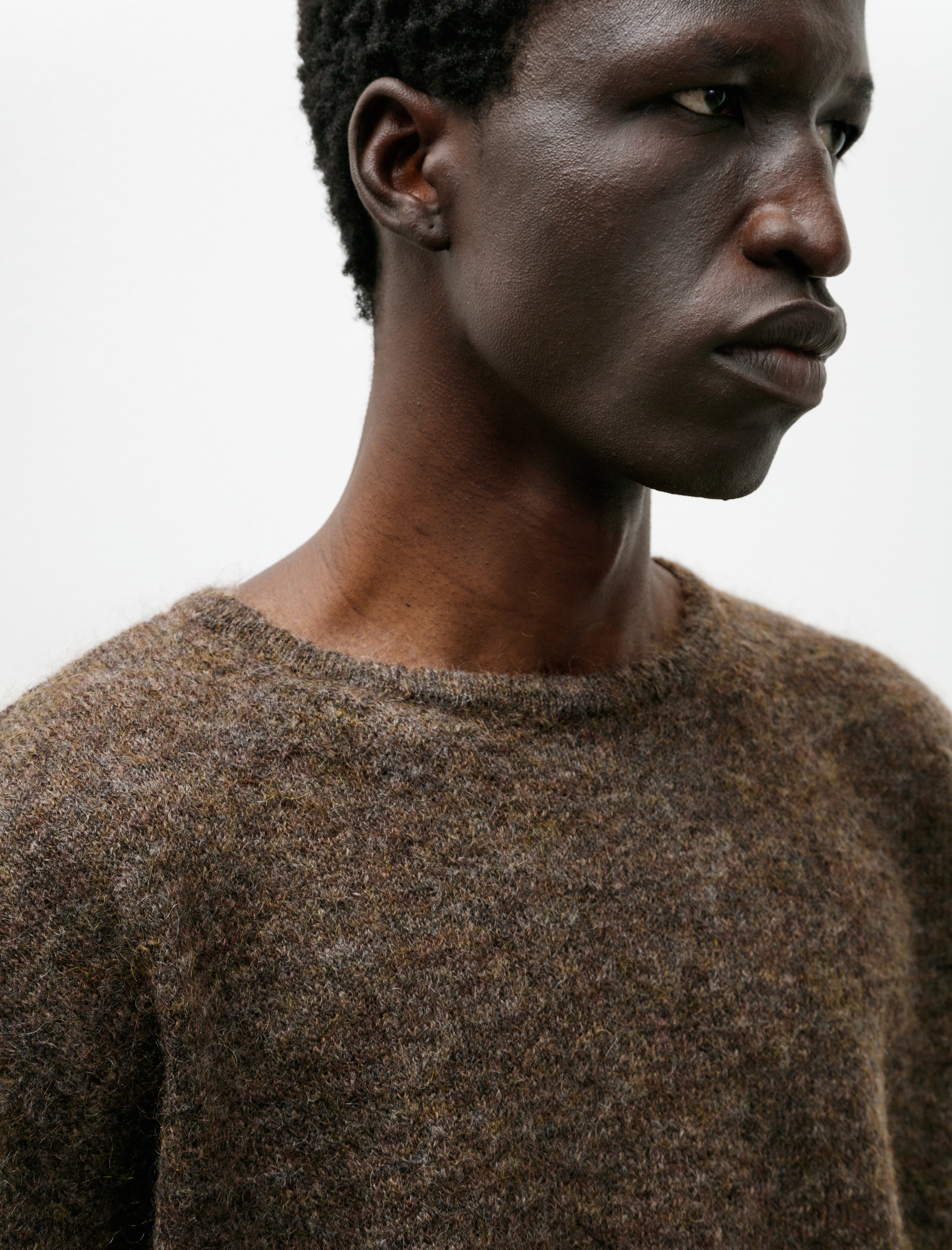 Sire Mohair Sleeve Crew Light Brown