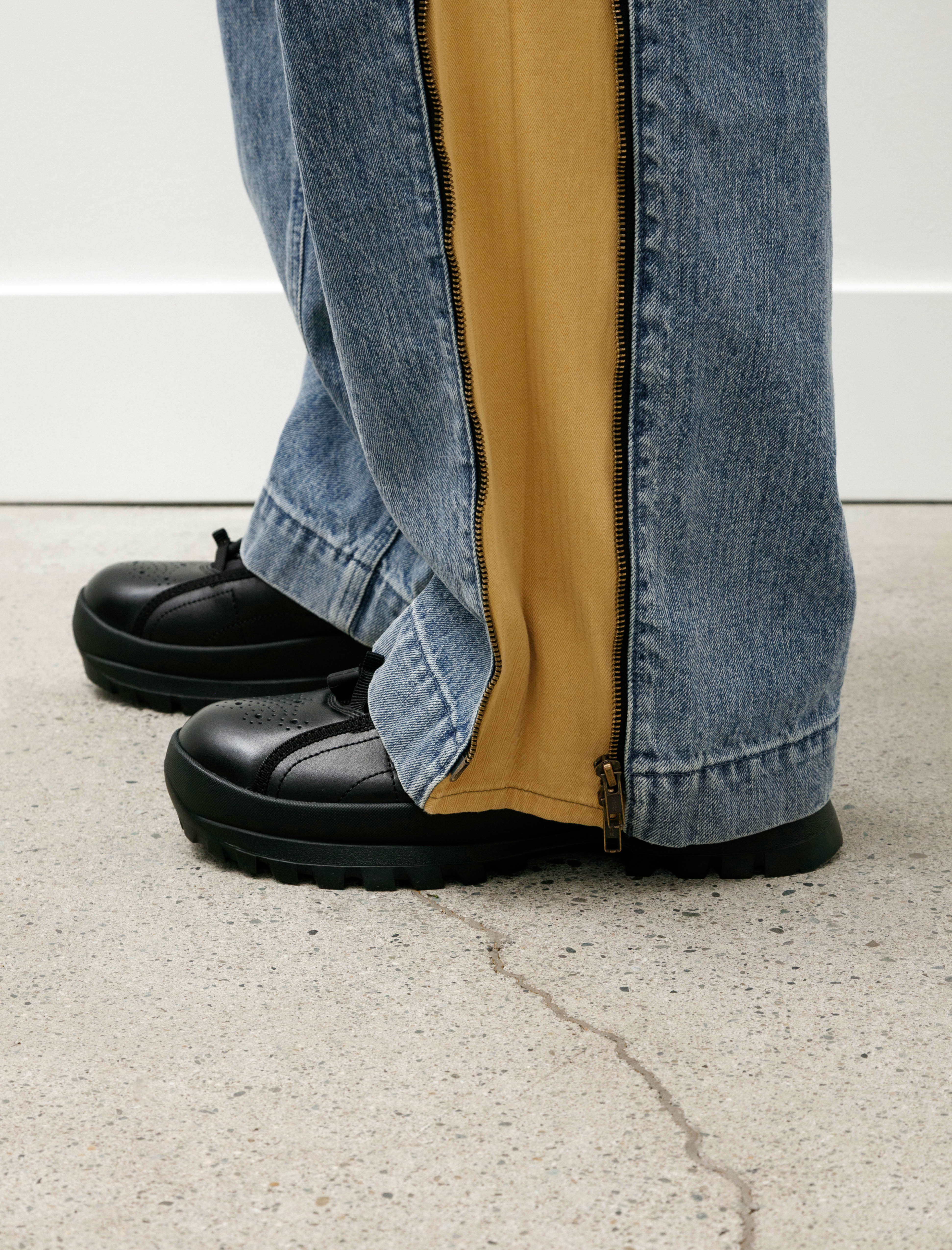 Working Zip Jean Indigo Denim Stone Wash