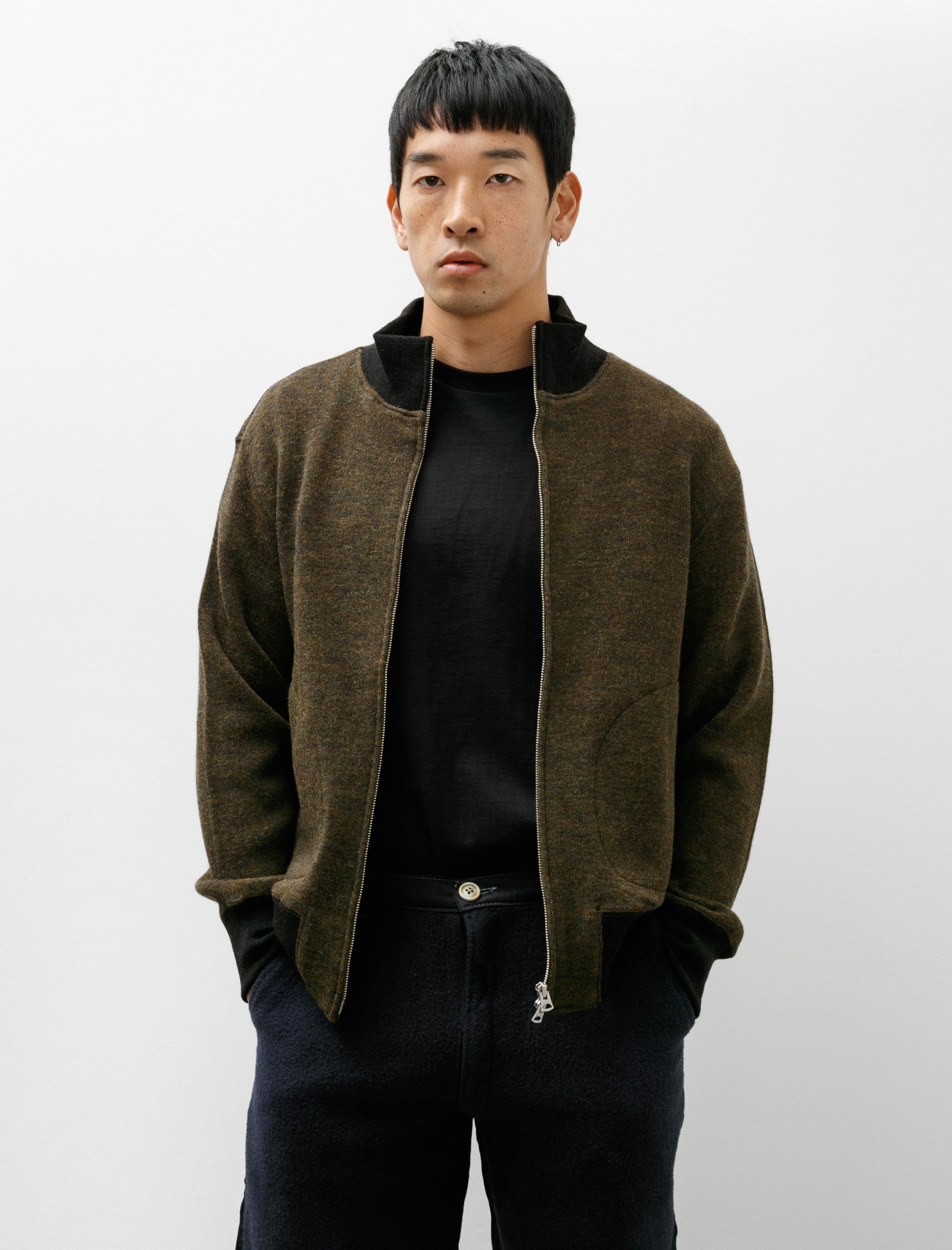 Slopeslow Deck Zipper Dry Wool Interlock Khaki