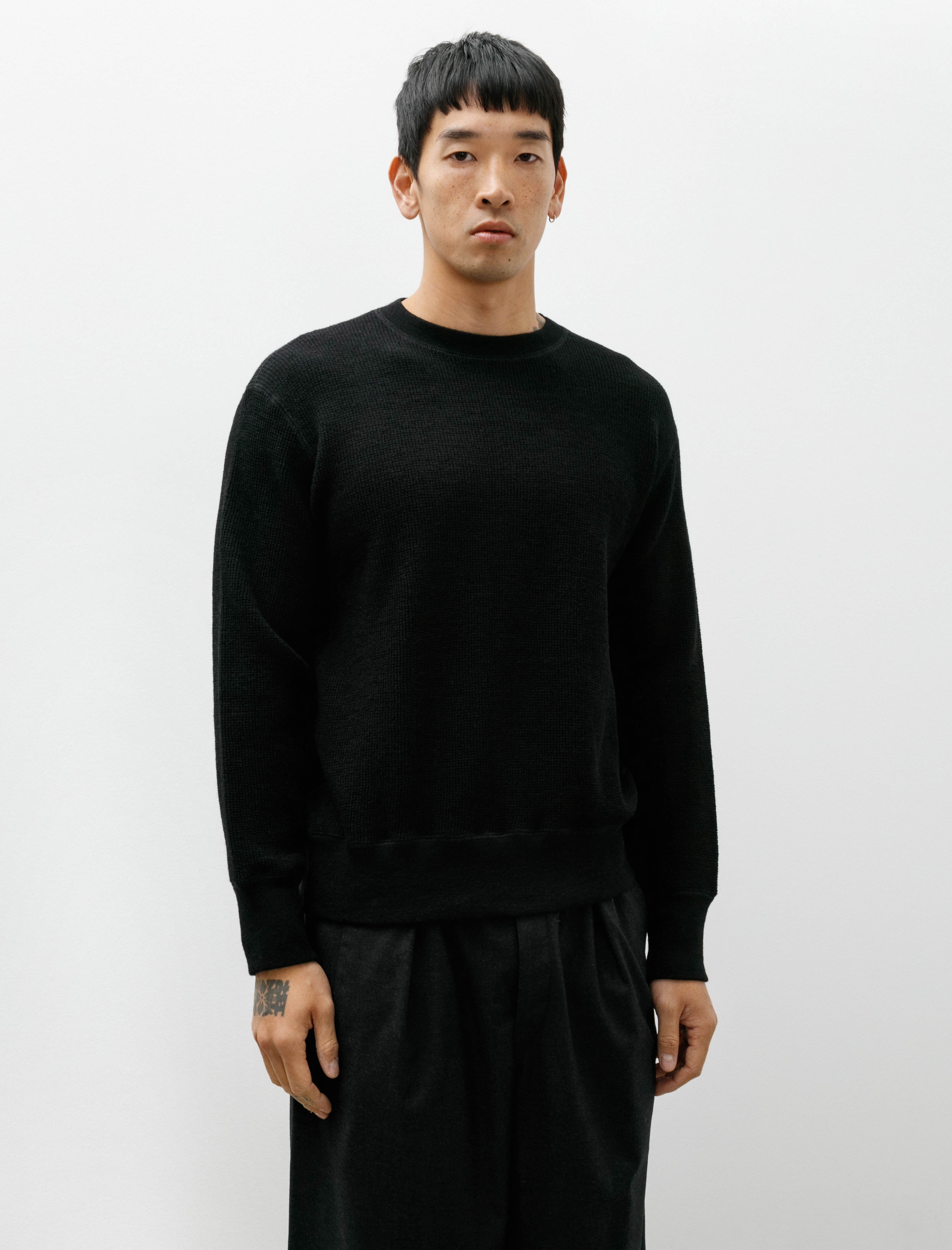 Slopeslow Crewneck Top Dry Wool Waffle Black