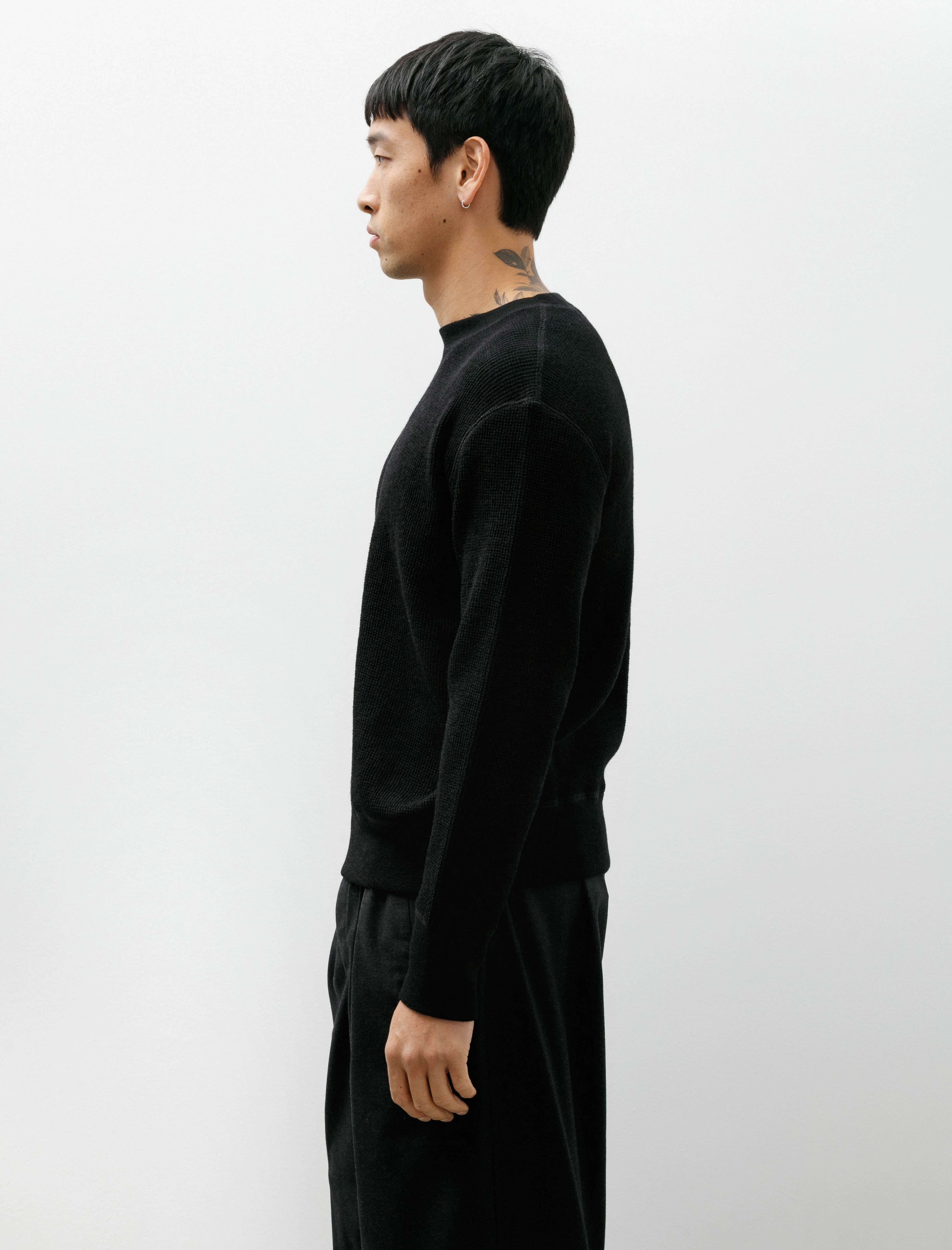 Slopeslow Crewneck Top Dry Wool Waffle Black