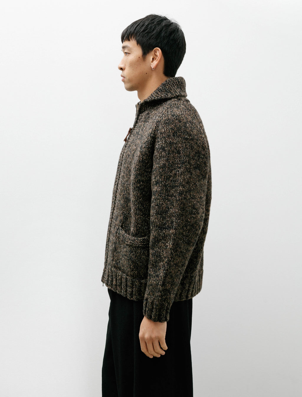 Slopeslow Cowichan Sweater Yak Lamb Multi Ply Hand Knit Camo