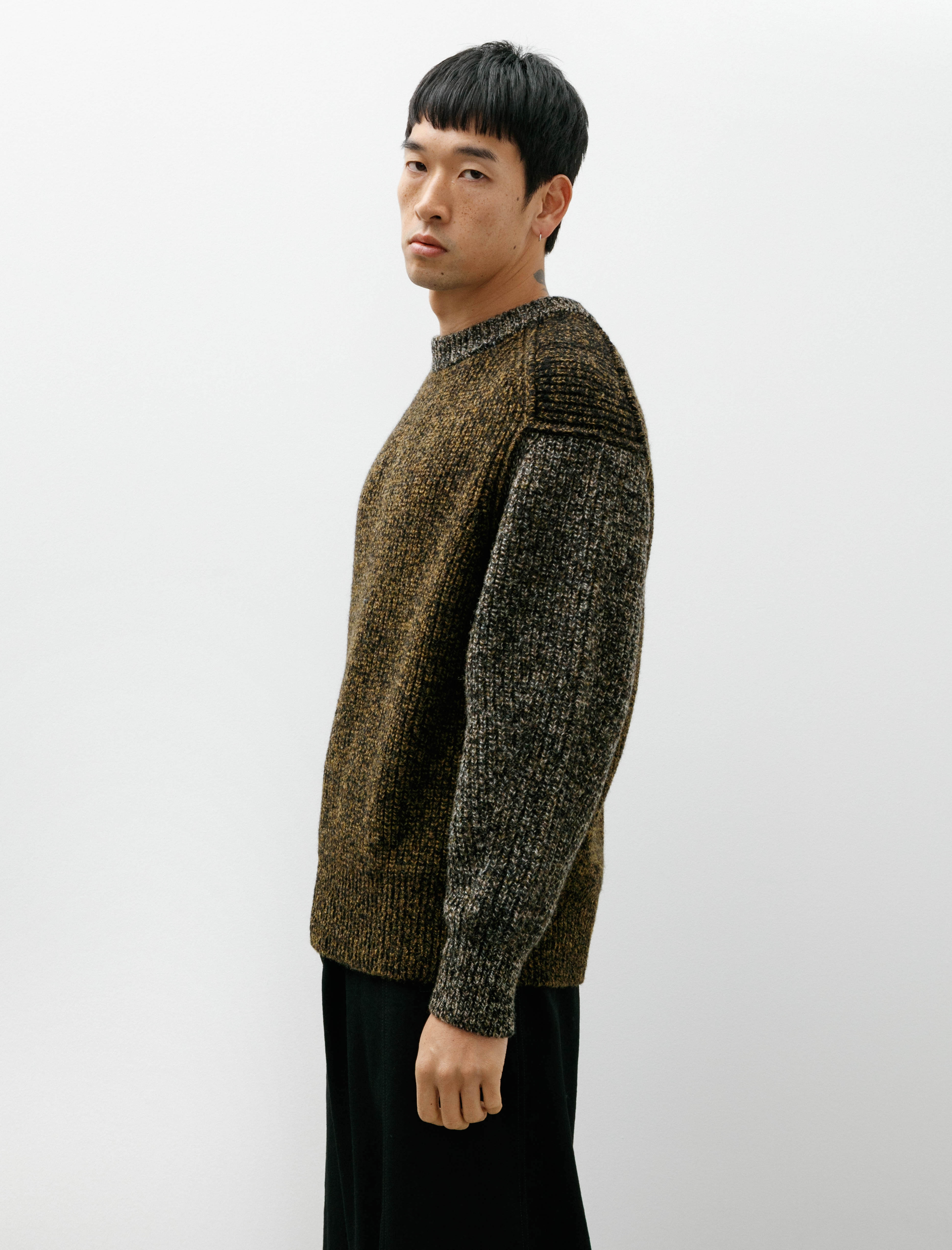 Slopeslow Crewneck Sweater Brushed Yak Shetland Tiger Camo
