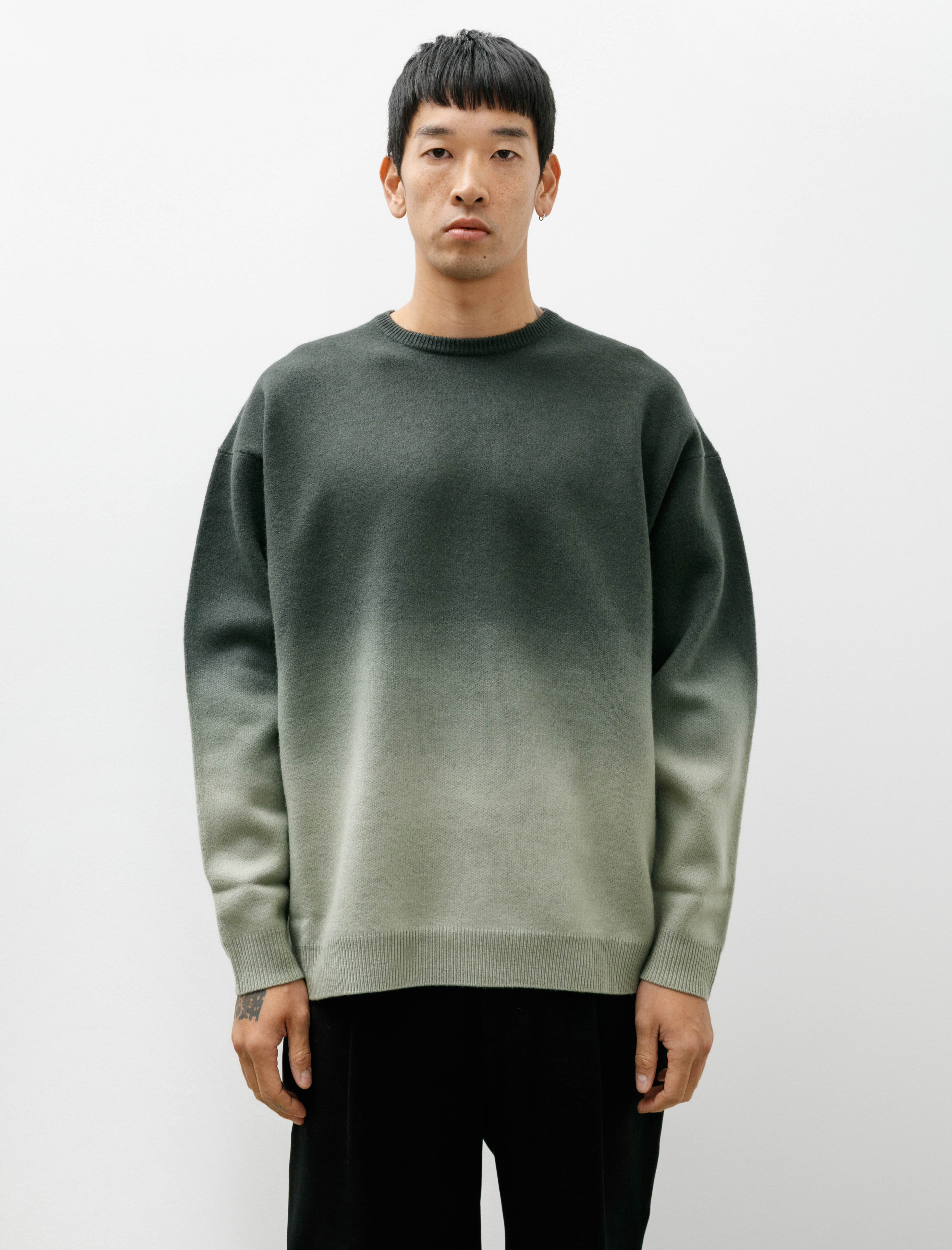 Graphpaper Gradient Dyed Wool Crew Neck Green